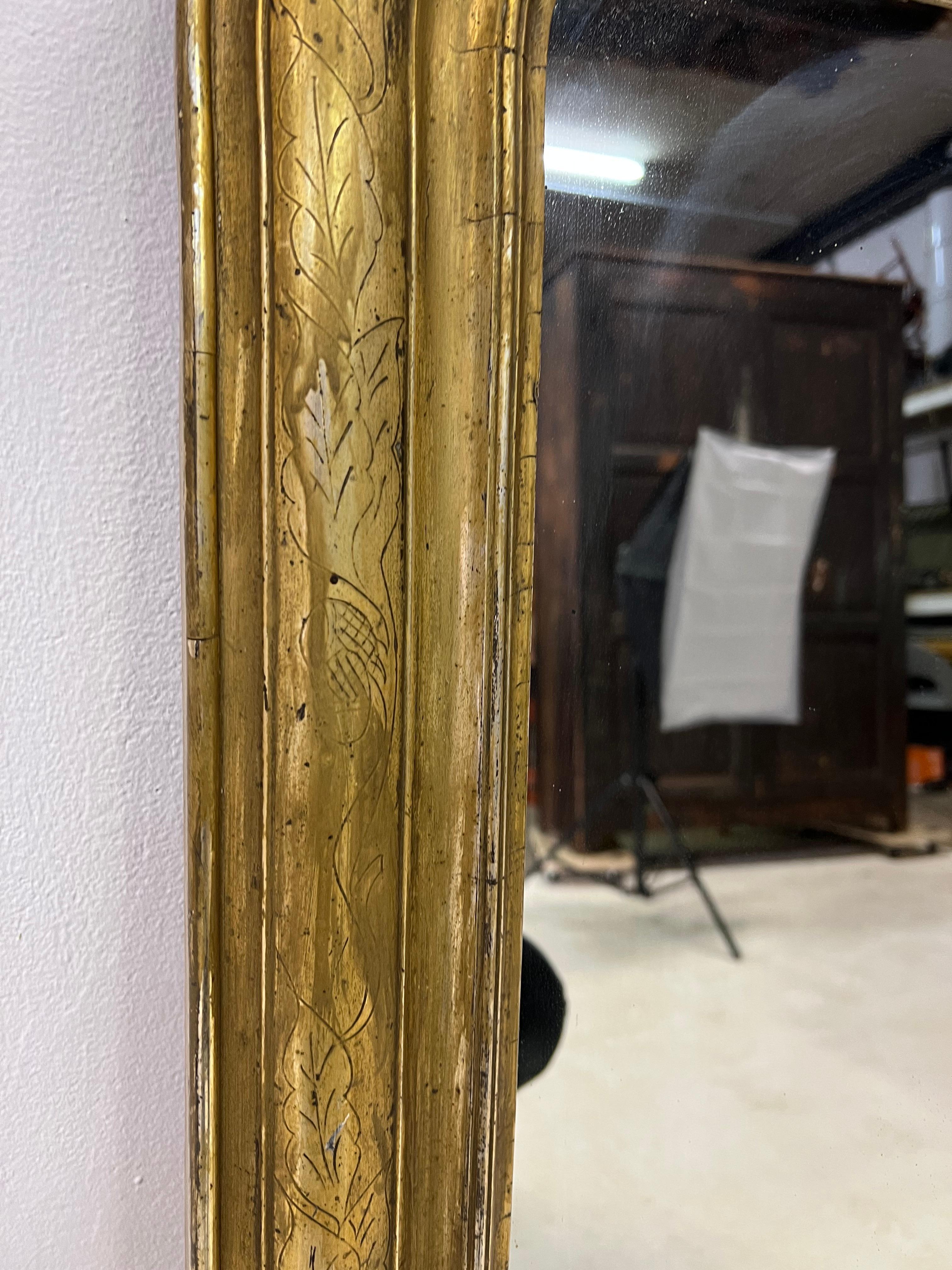 Mirror Louis Philippe 1850, Chiseled, Gilded with Gold Leaf 6