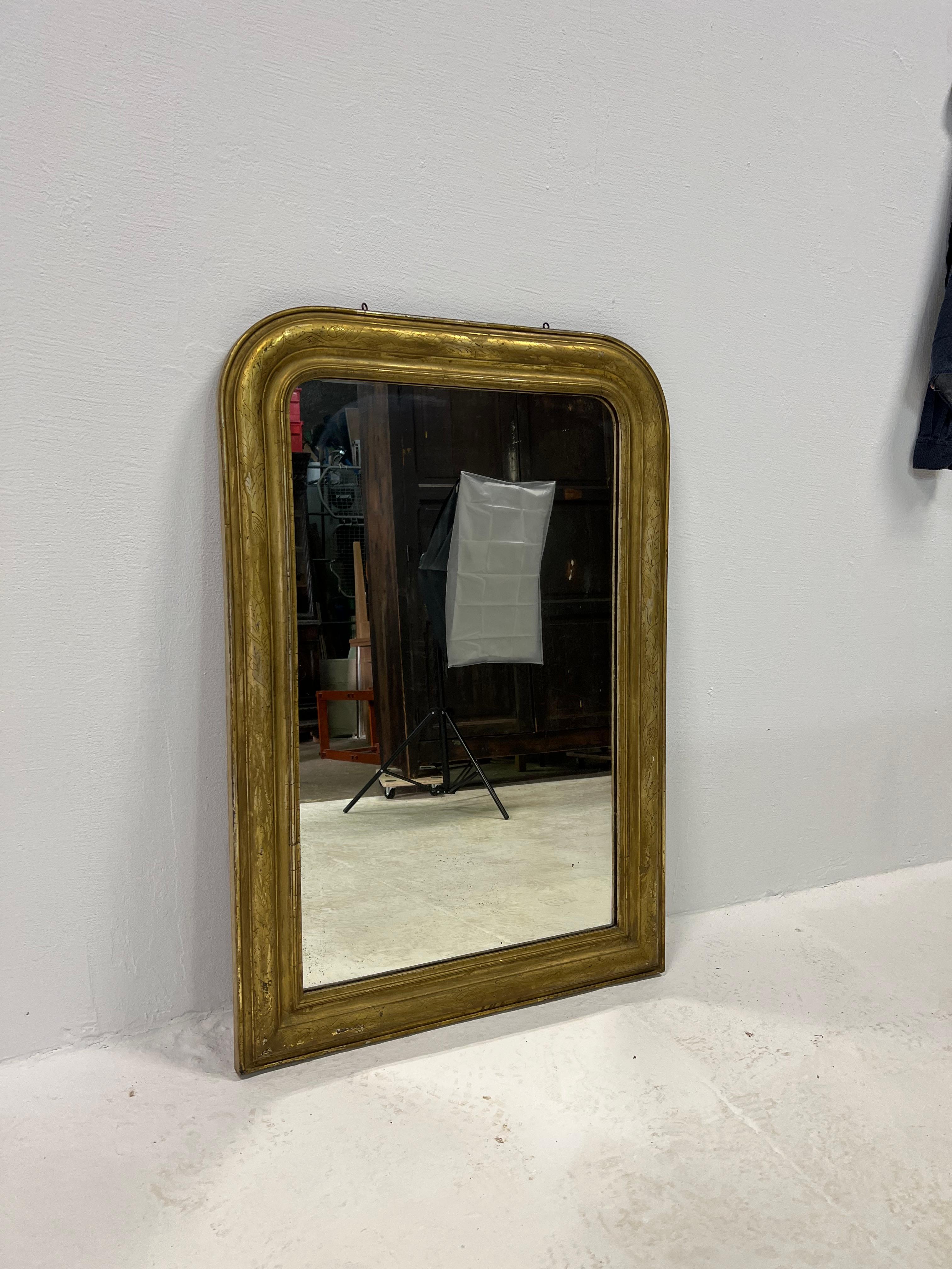 Mirror Louis Philippe 1850, Chiseled, Gilded with Gold Leaf 10