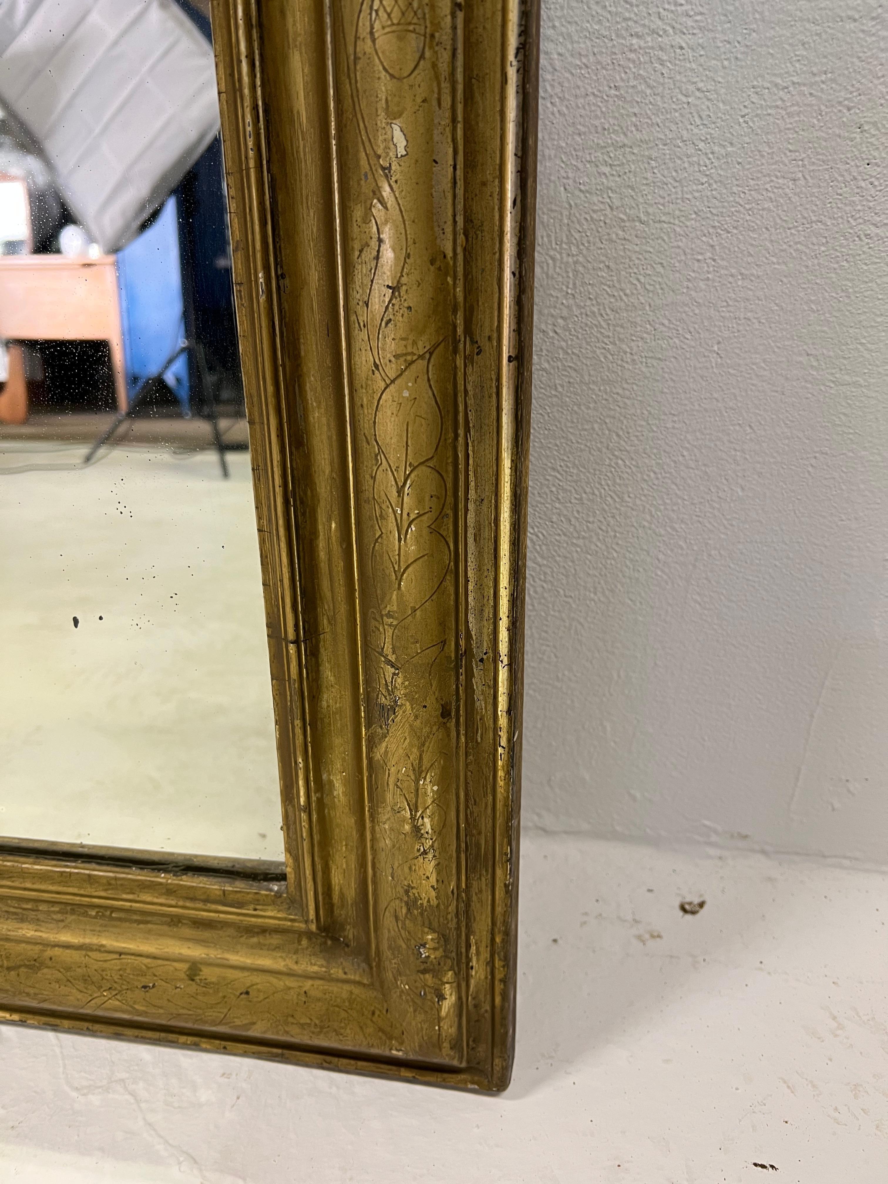Mirror Louis Philippe 1850, Chiseled, Gilded with Gold Leaf 1