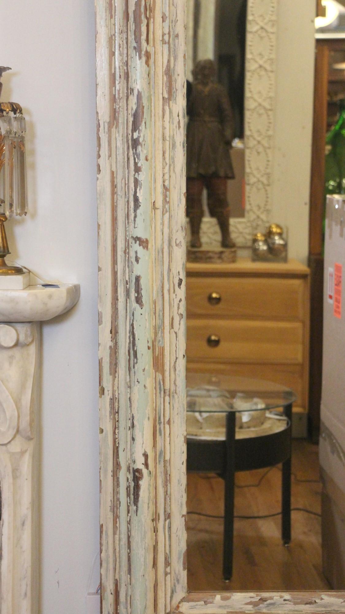 Industrial Mirror made from 1800s Brownstone Molding Original Paint