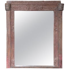 Mirror Made from a Carved Teakwood Window Frame of an 1860s Aristocrat Home