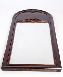Mirror Made In Mahogany With Carvings, Danish Design From 1880s