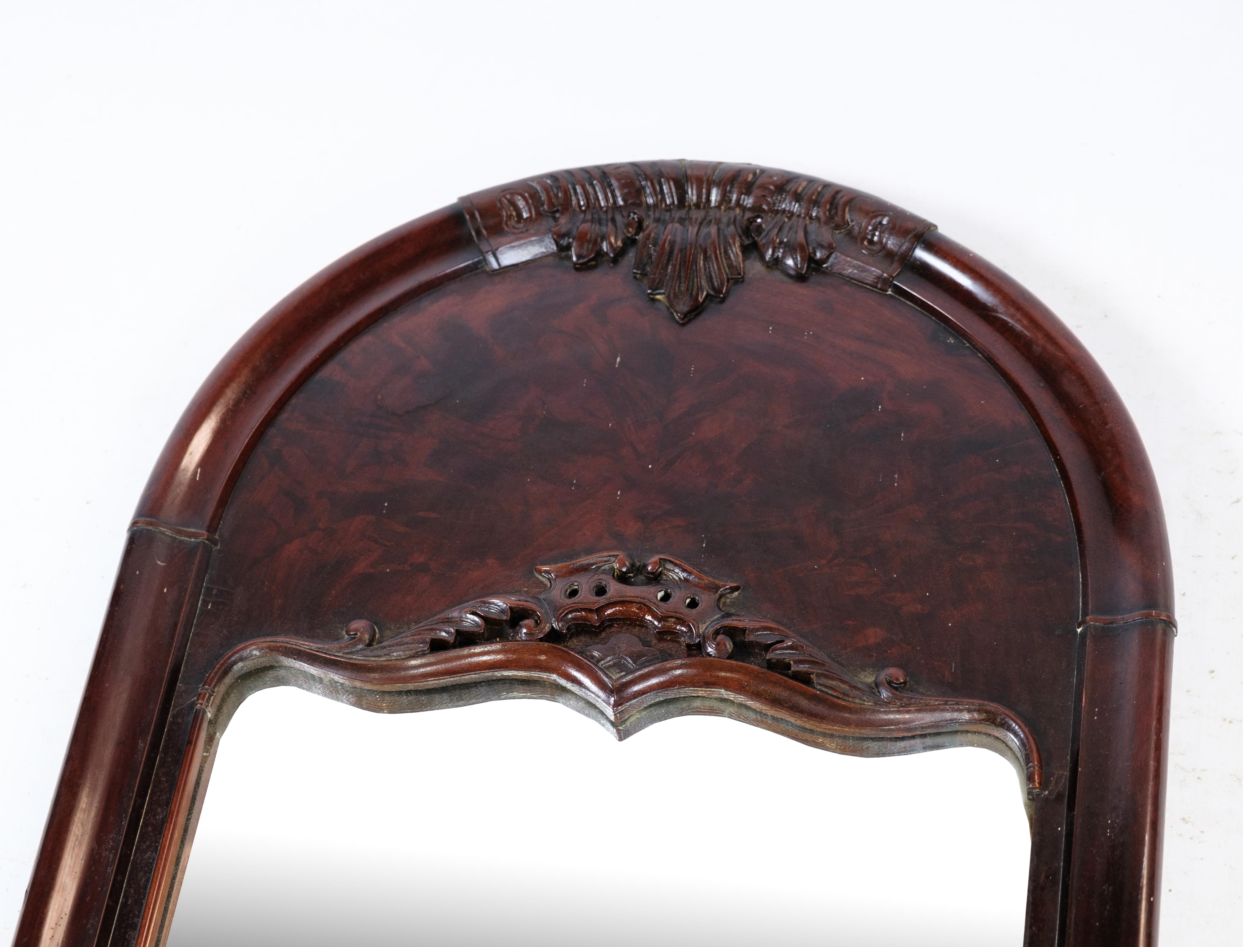 Empire Mirror, Mahogany, Carvings, Denmark, 1880 For Sale