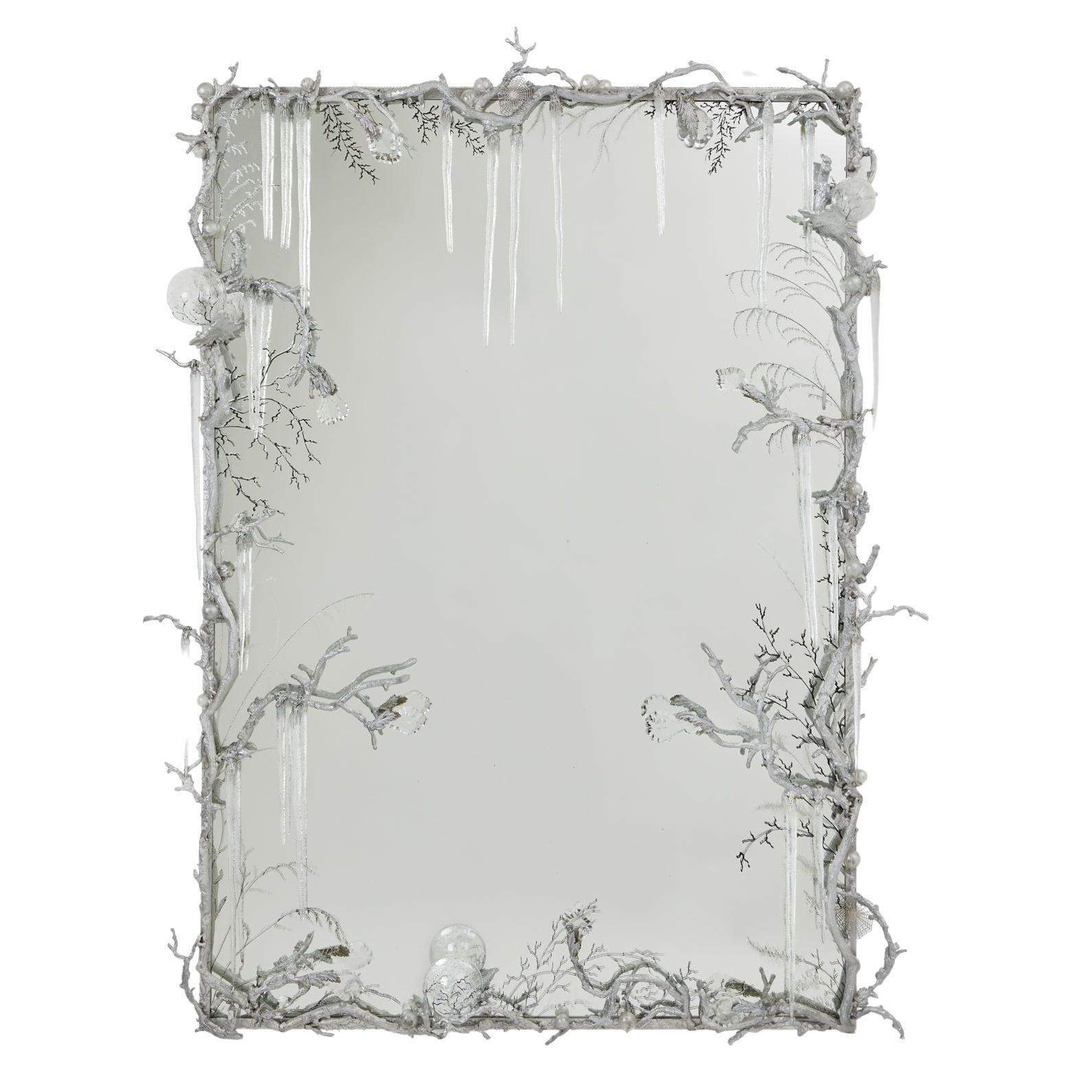 Mirror "Matin Givré" in Silvered Aluminium by Joy de Rohan Chabot For Sale