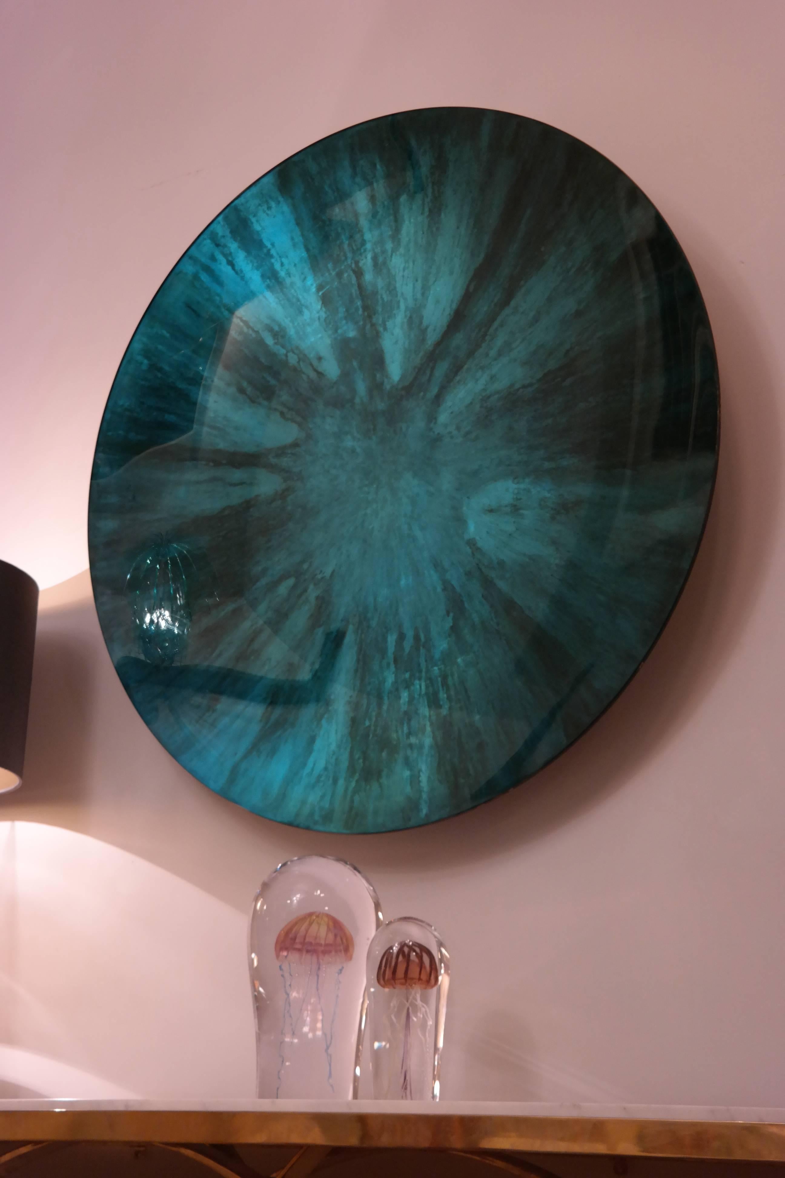 Mirror Object by Christophe Gaignon, Blue Green Color In New Condition For Sale In Munich, DE