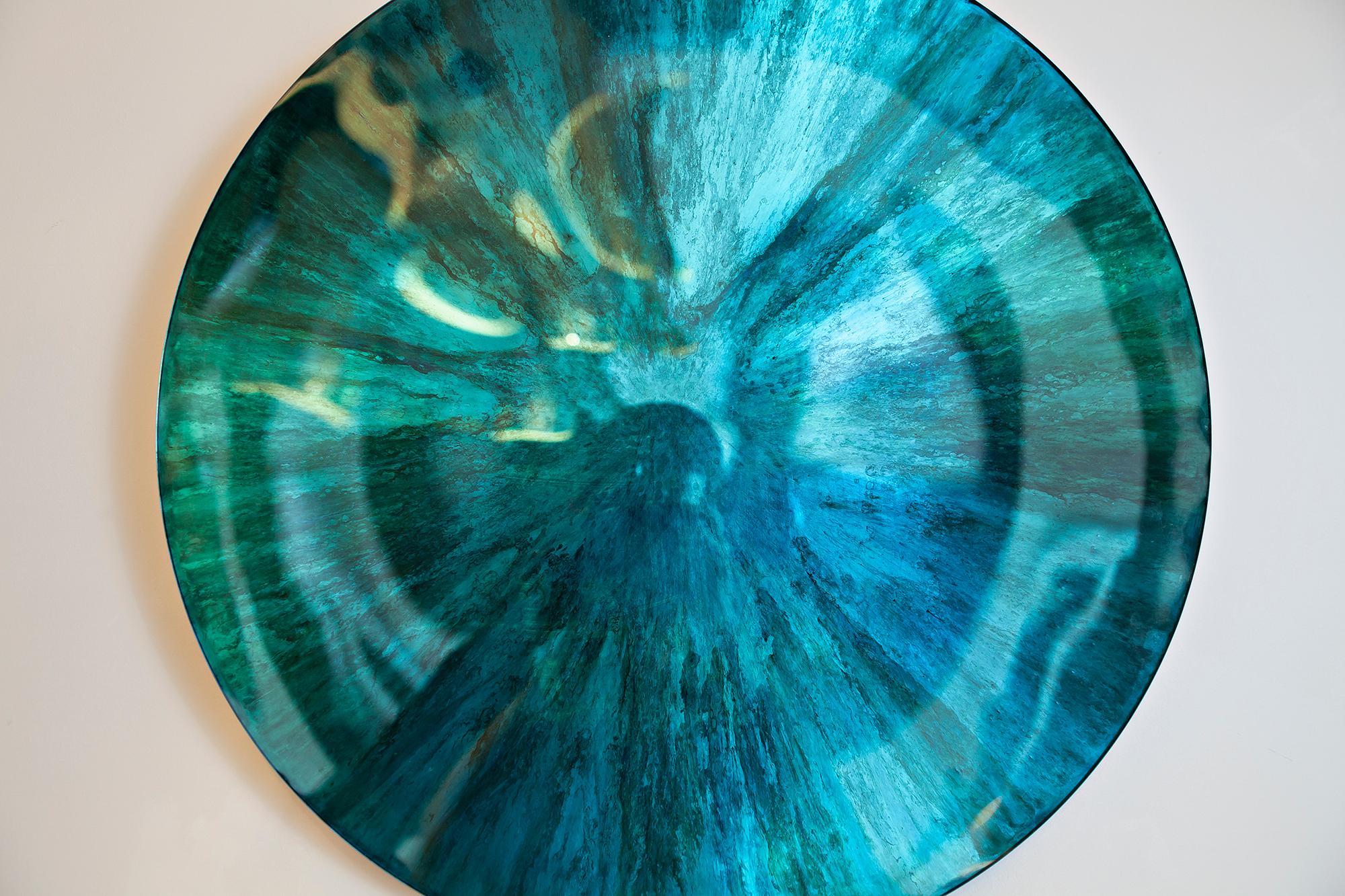 Mirror Object by Christophe Gaignon, Blue Green Color (Moderne)