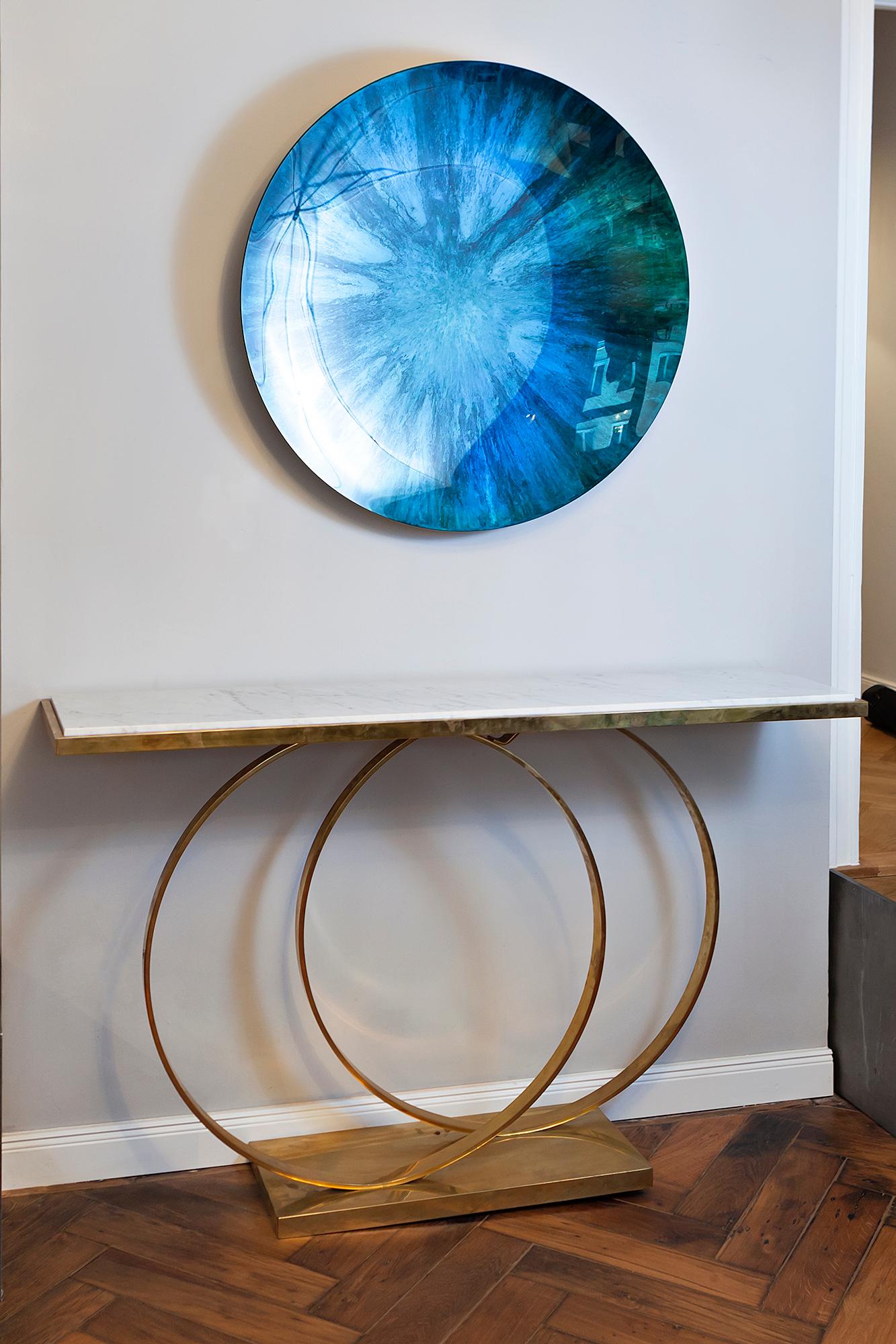 Contemporary Mirror Object by Christophe Gaignon, Blue Green Color