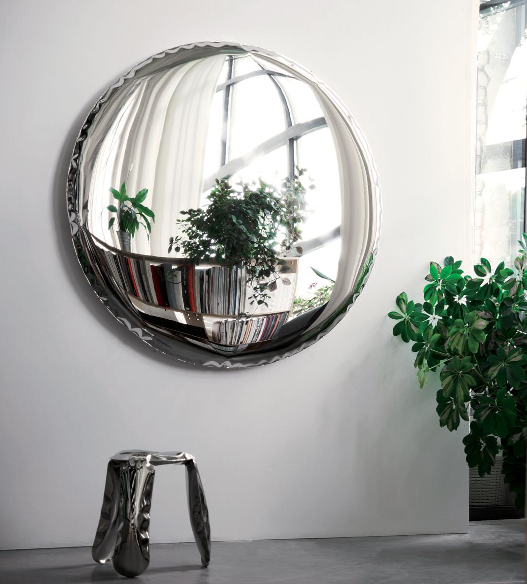Mirror 'OKO 120' in Polished Stainless Steel by Zieta (in stock) For Sale 1