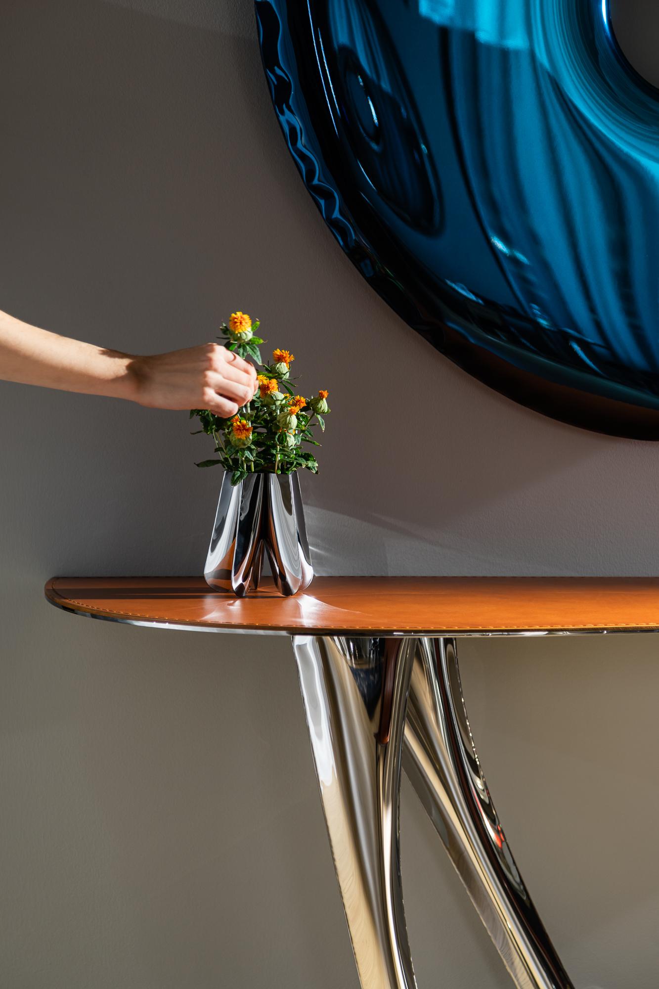 MiroirOKO 36 bleu profond en acier inoxydable de Zieta en vente 2