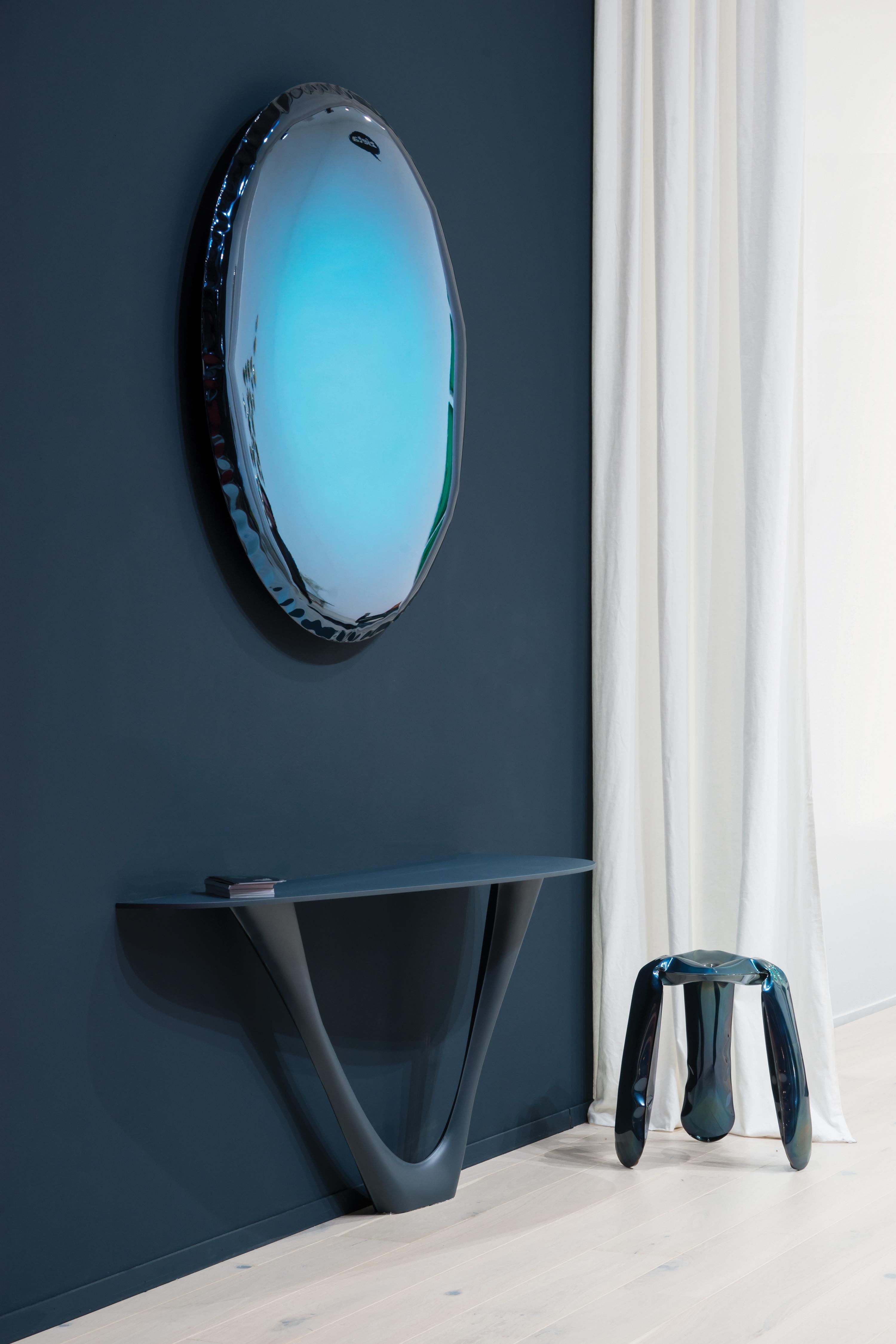 Organic Modern Mirror 'Oko 36' Deep Blue, in Stainless Steel by Zieta For Sale