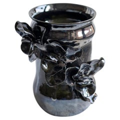 Art Deco Mirror Orchid Vase by Josie Cross, Hand-Crafted Porcelain