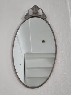Mirror, pewter with decor of woman, Swedish Grace 1930s