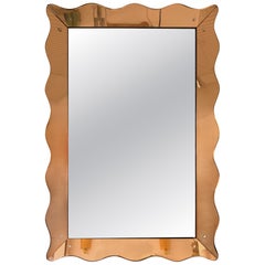 Mirror Pink Glass by Cristal Art Italy, 1960s