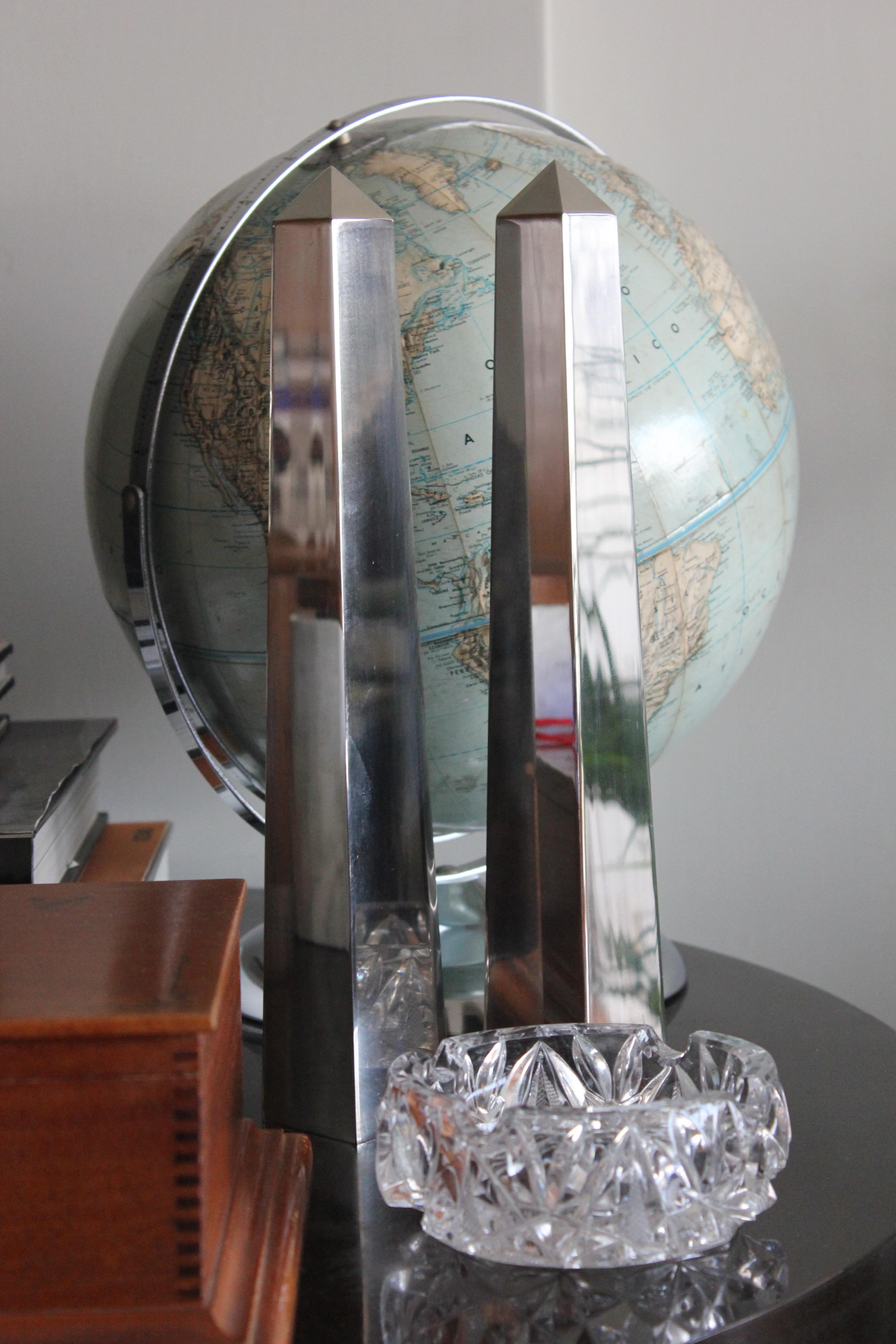 Mirror Polished Stainless Steel Pair of Obelisks For Sale 4