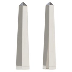 Mirror Polished Stainless Steel Pair of Obelisks