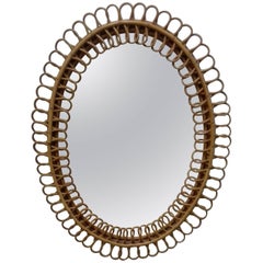 Mirror Rattan Model in Rattan in Full Style Gio Ponti