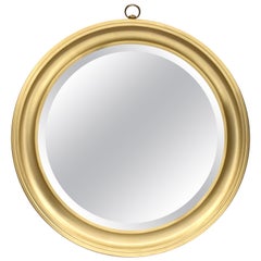 Vintage Mirror Round  in Golden Aluminum. Sergio Mazza for Artemide Italy 1960s