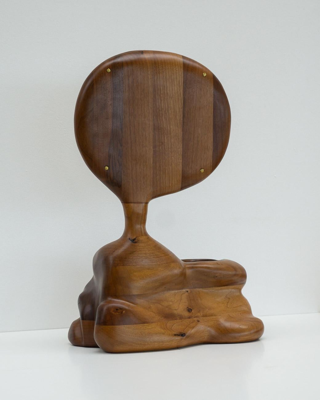 Post-Modern Mirror Sculpture in Walnut Wood with Smooth Finish by Alexander Knysch For Sale