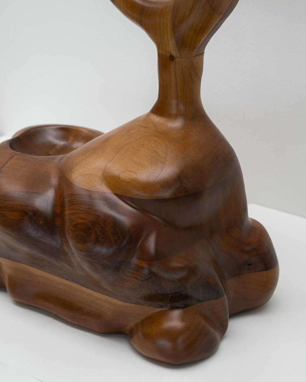 German Mirror Sculpture in Walnut Wood with Smooth Finish by Alexander Knysch For Sale