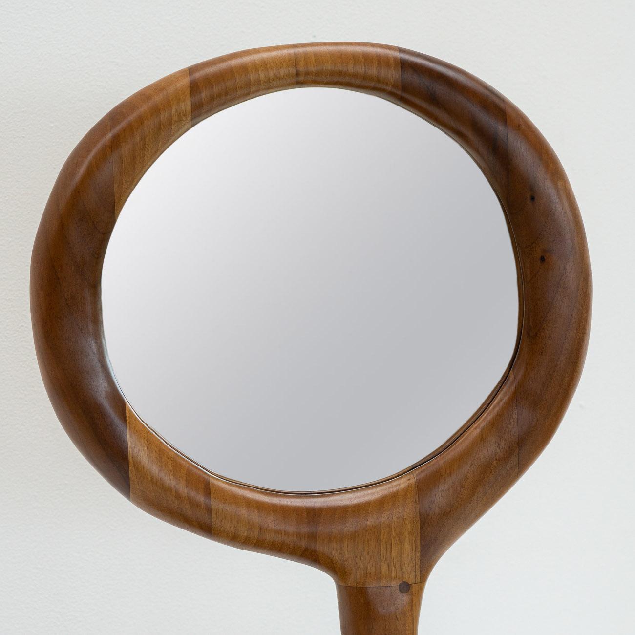 Mirror Sculpture in Walnut Wood with Smooth Finish by Alexander Knysch For Sale 2
