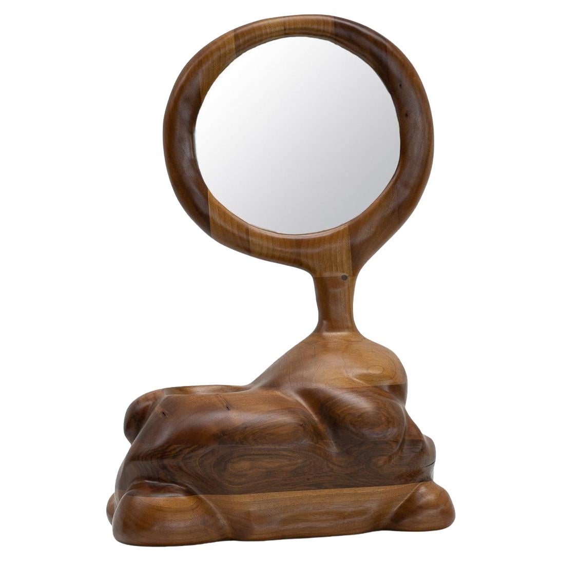 Mirror Sculpture in Walnut Wood with Smooth Finish by Alexander Knysch