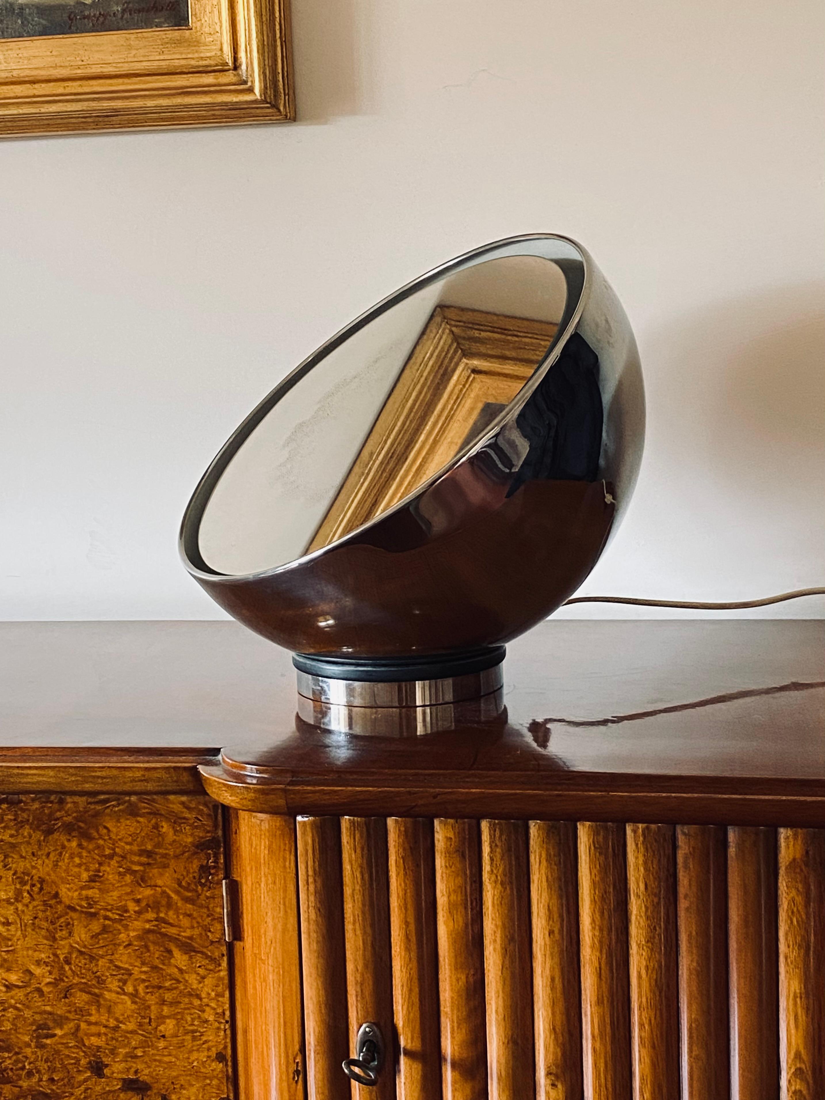 Mirror Spherical Table Lamp, Italy, 1970s For Sale 1