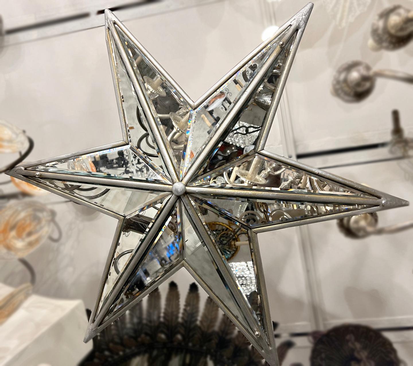 French Mirror Star Chandelier For Sale