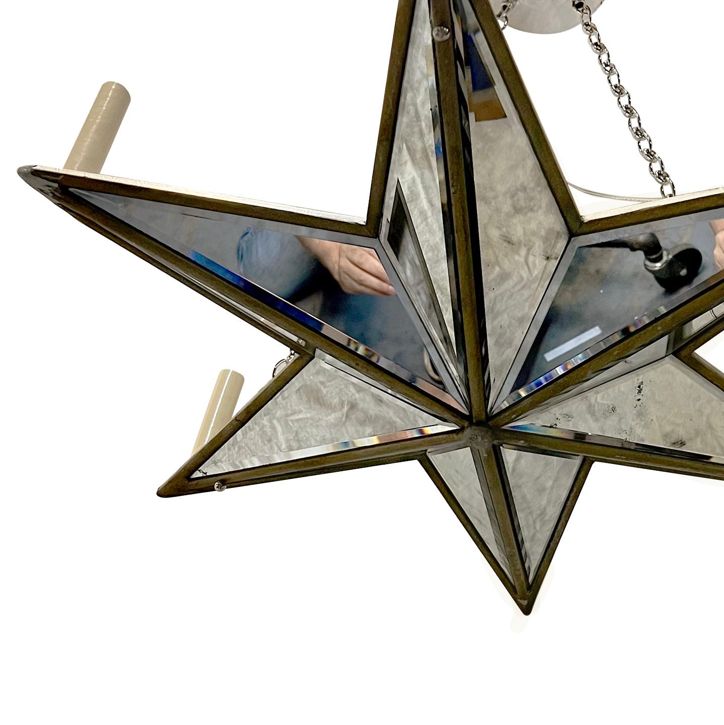 Bronze Mirror Star Chandelier For Sale