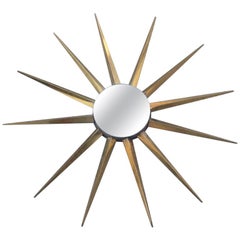 Mirror Star Sun Gilded 1950s Italian Brass Mid-Century Modern Design