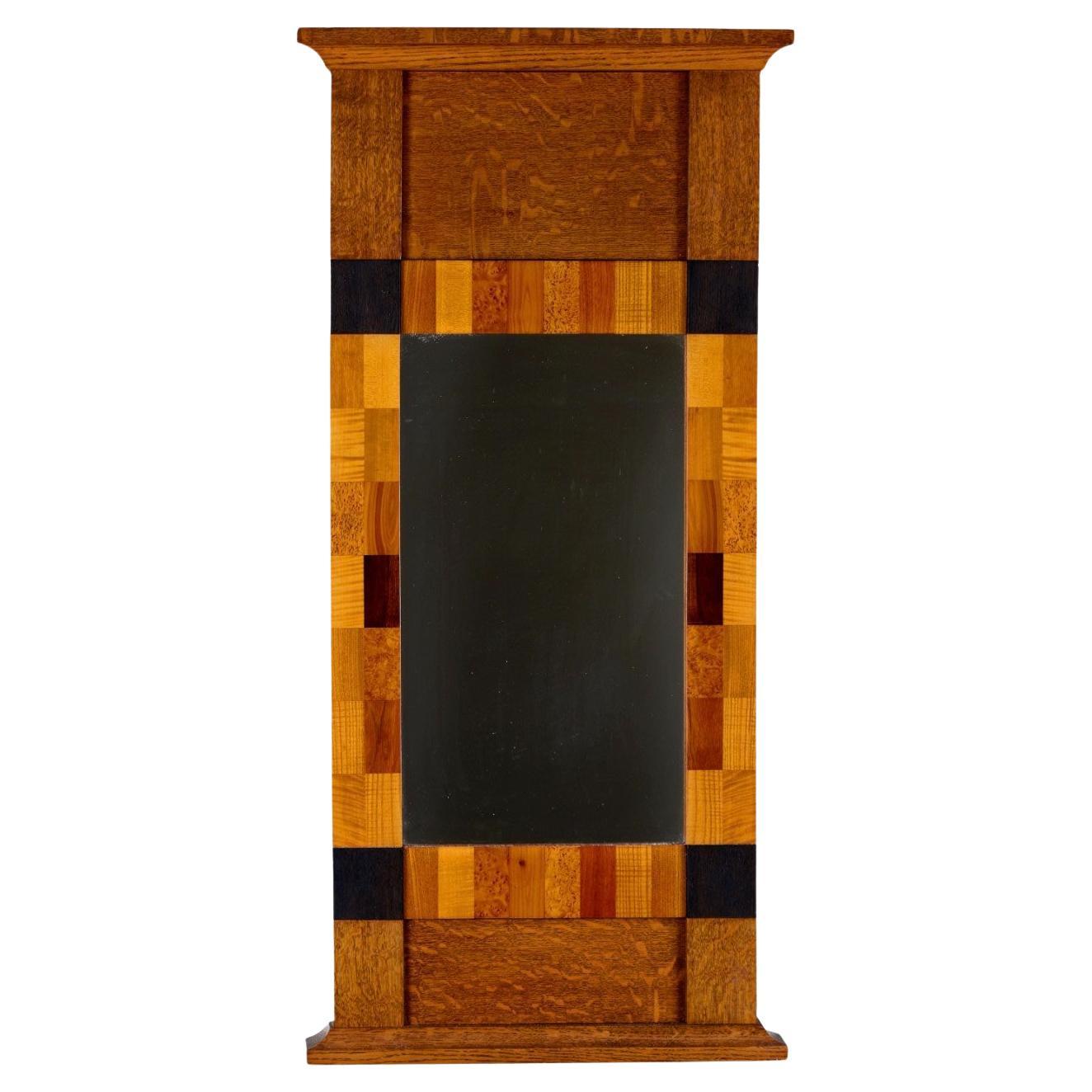 Wall Mirror, Sweden, 19th Century - Wood Inlay Black and Mahogany Empire Vintage For Sale