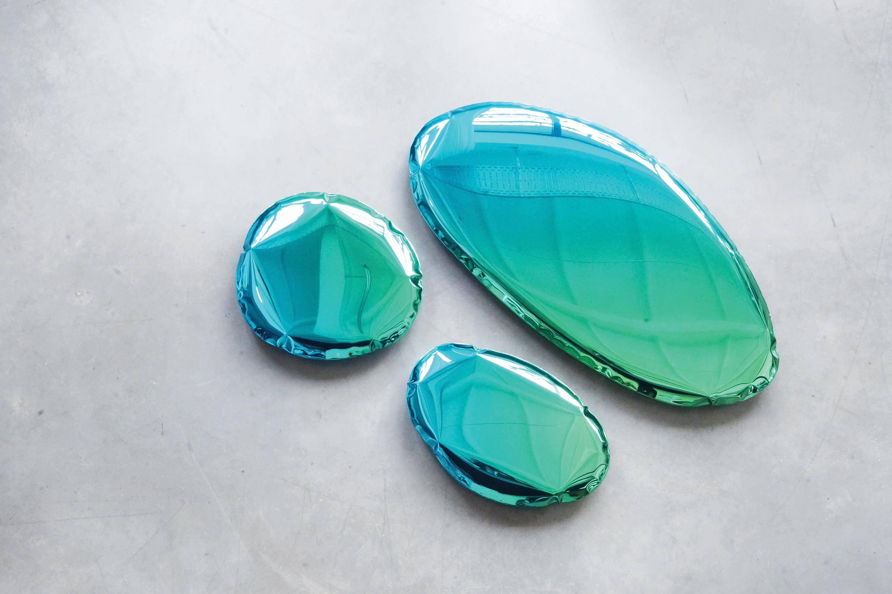 Polish Mirror Tafla O2 Gradient by Zieta, Emerald Green + Sapphire Blue For Sale