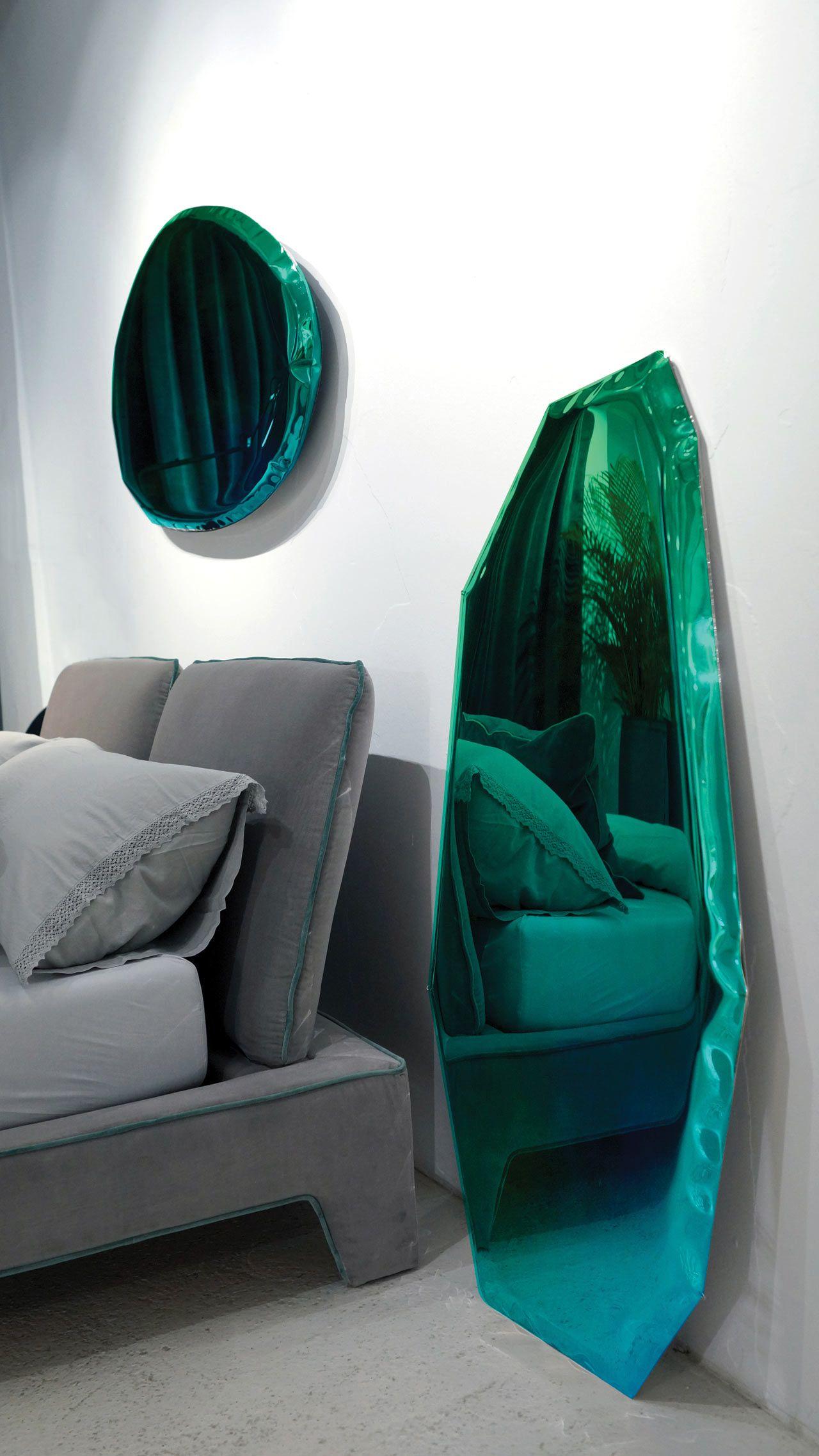 Mirror Tafla O2 Gradient by Zieta, Emerald Green + Sapphire Blue In New Condition For Sale In Paris, FR