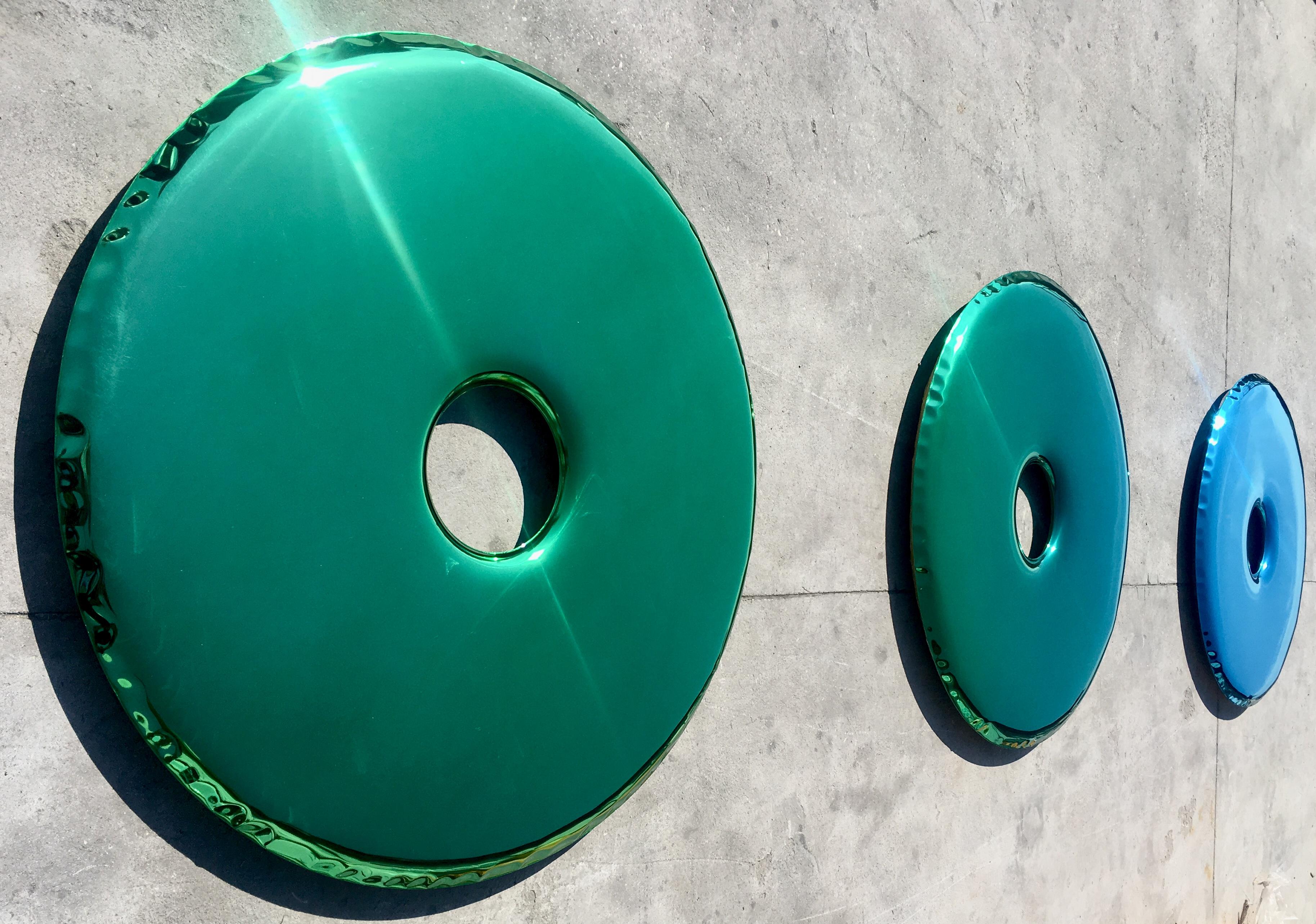 Contemporary Mirror Tafla O2 Gradient by Zieta, Emerald Green + Sapphire Blue For Sale
