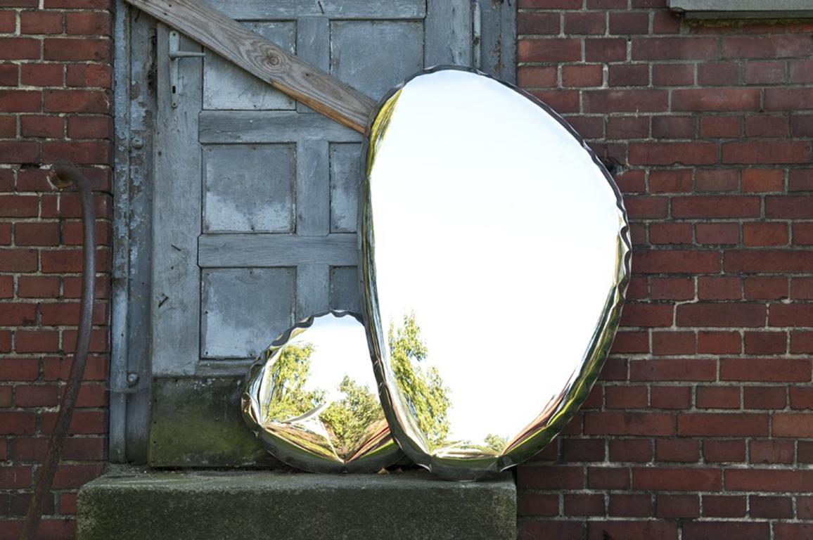 Minimalist Mirror Tafla O2 in Polished Stainless Steel by Zieta For Sale