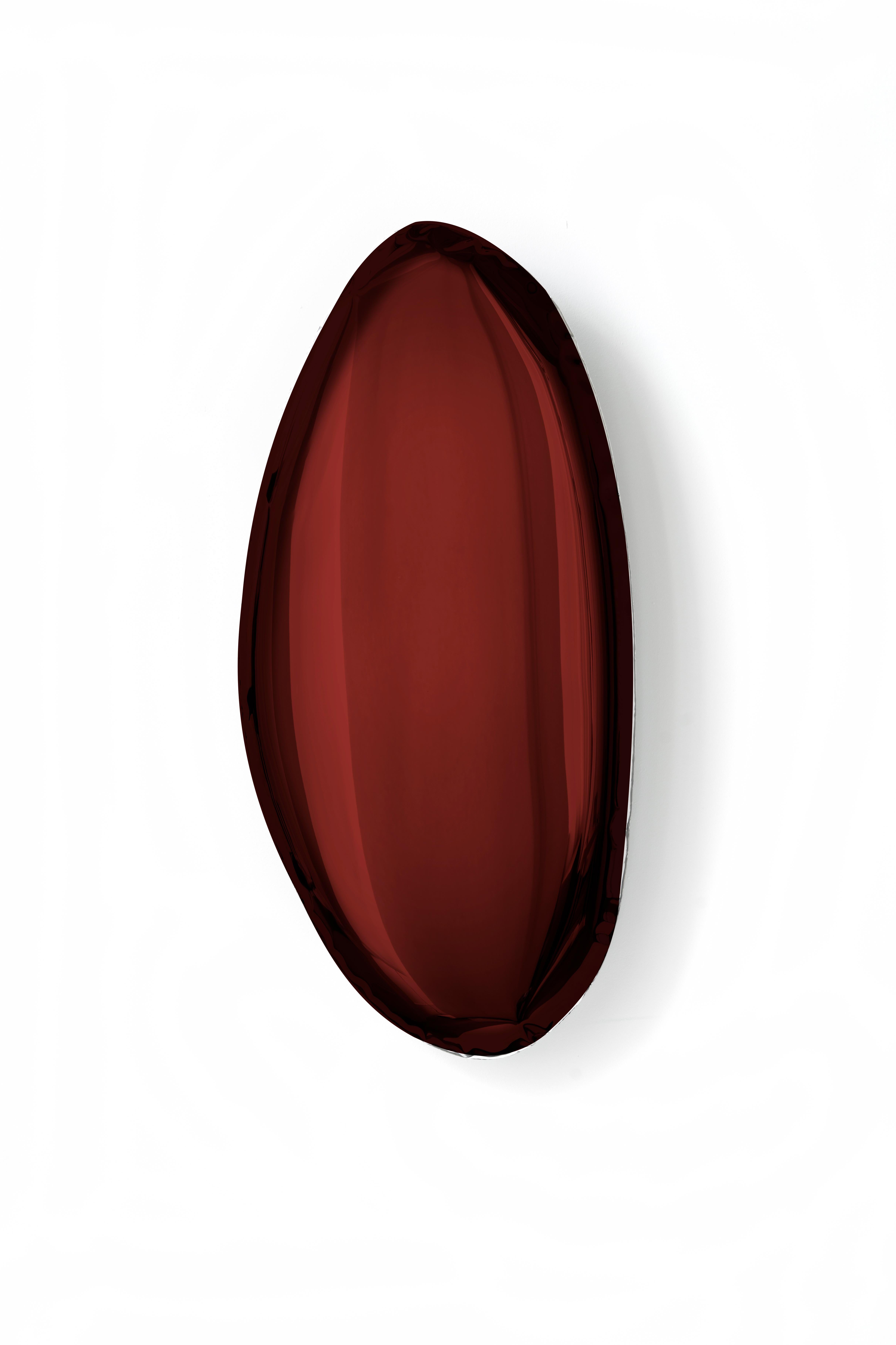 Minimalist Mirror Tafla O2 Rubin Red, in Polished Stainless Steel by Zieta For Sale