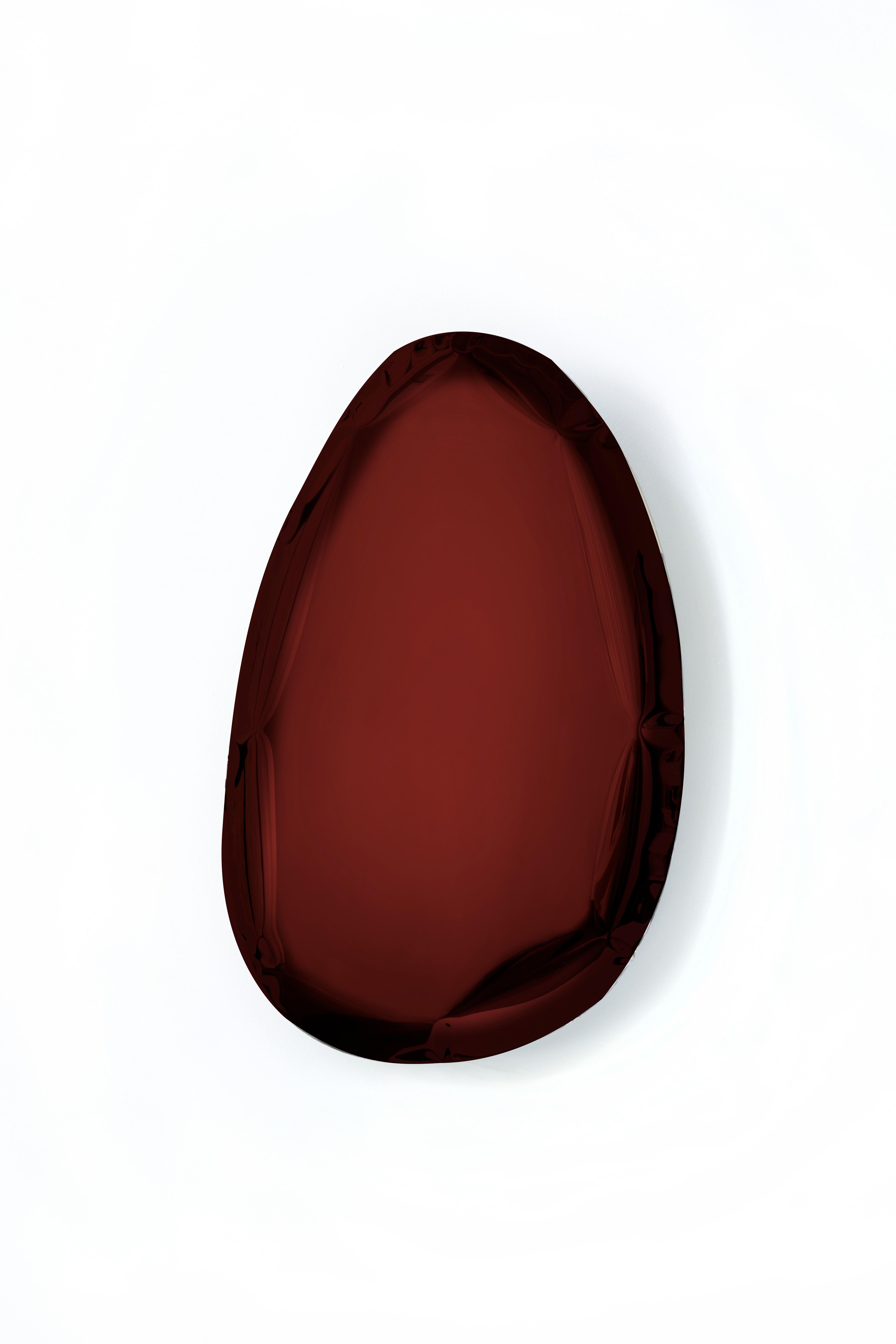 Contemporary Mirror Tafla O3 Rubin Red, in Polished Stainless Steel by Zieta For Sale