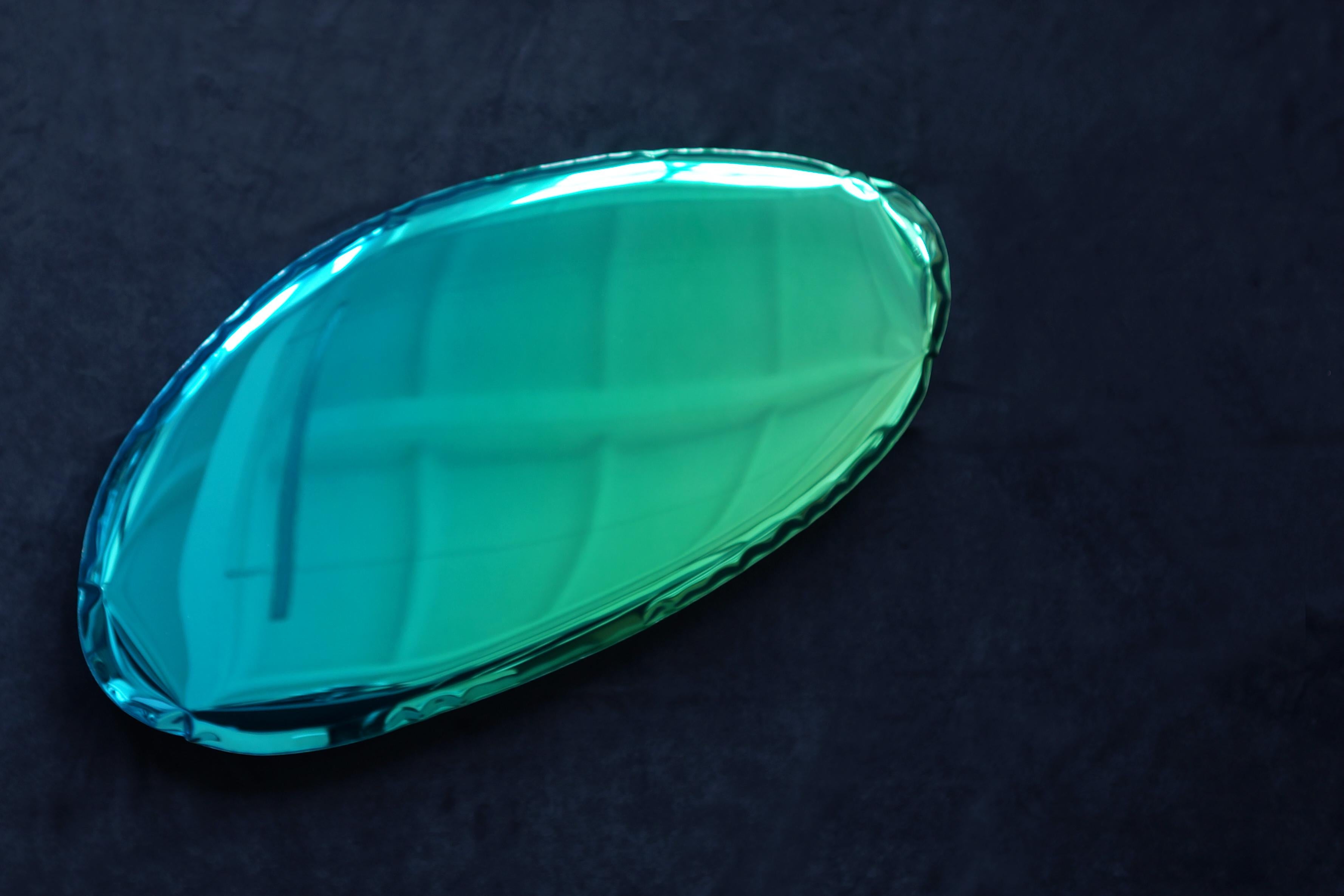 Organic Modern Mirror Tafla O4.5 Emerald Green, in Polished Stainless Steel by Zieta For Sale