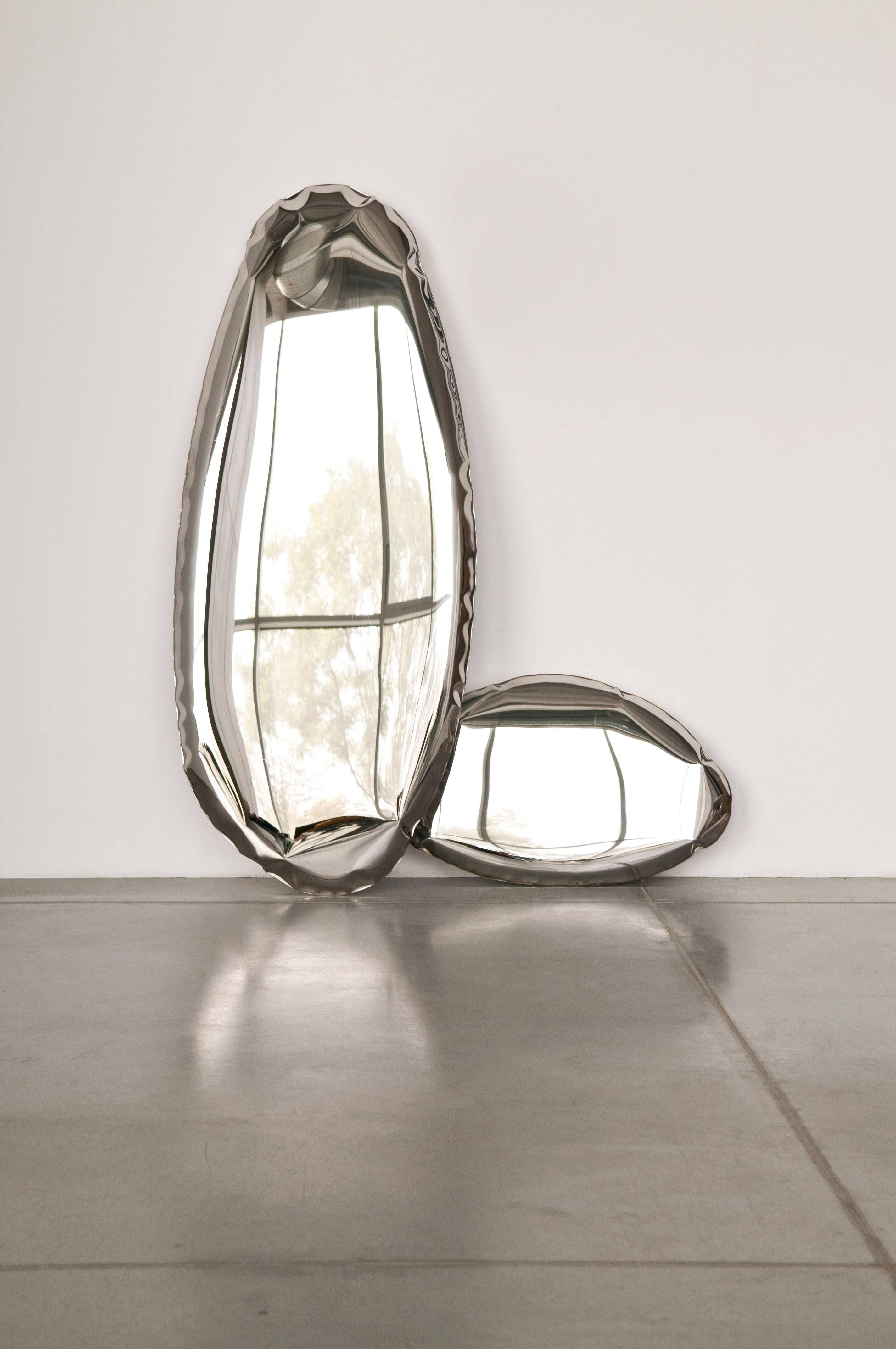 Organic Modern Mirror 'Tafla O4.5' in Polished Stainless Steel by Zieta (in stock) For Sale