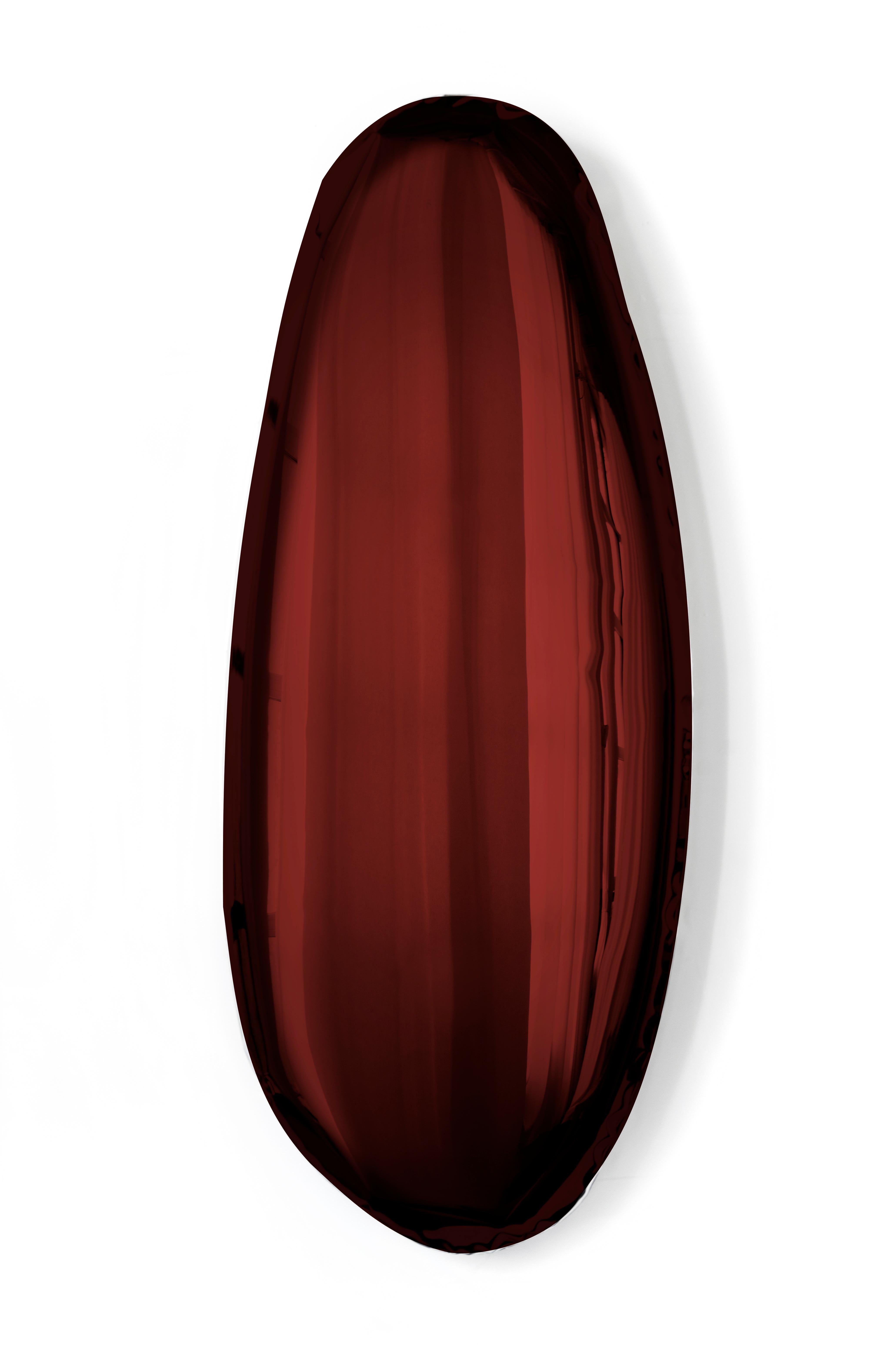 Polonais Miroir Tafla O5 rouge rubis, en acier inoxydable poli par Zieta en vente