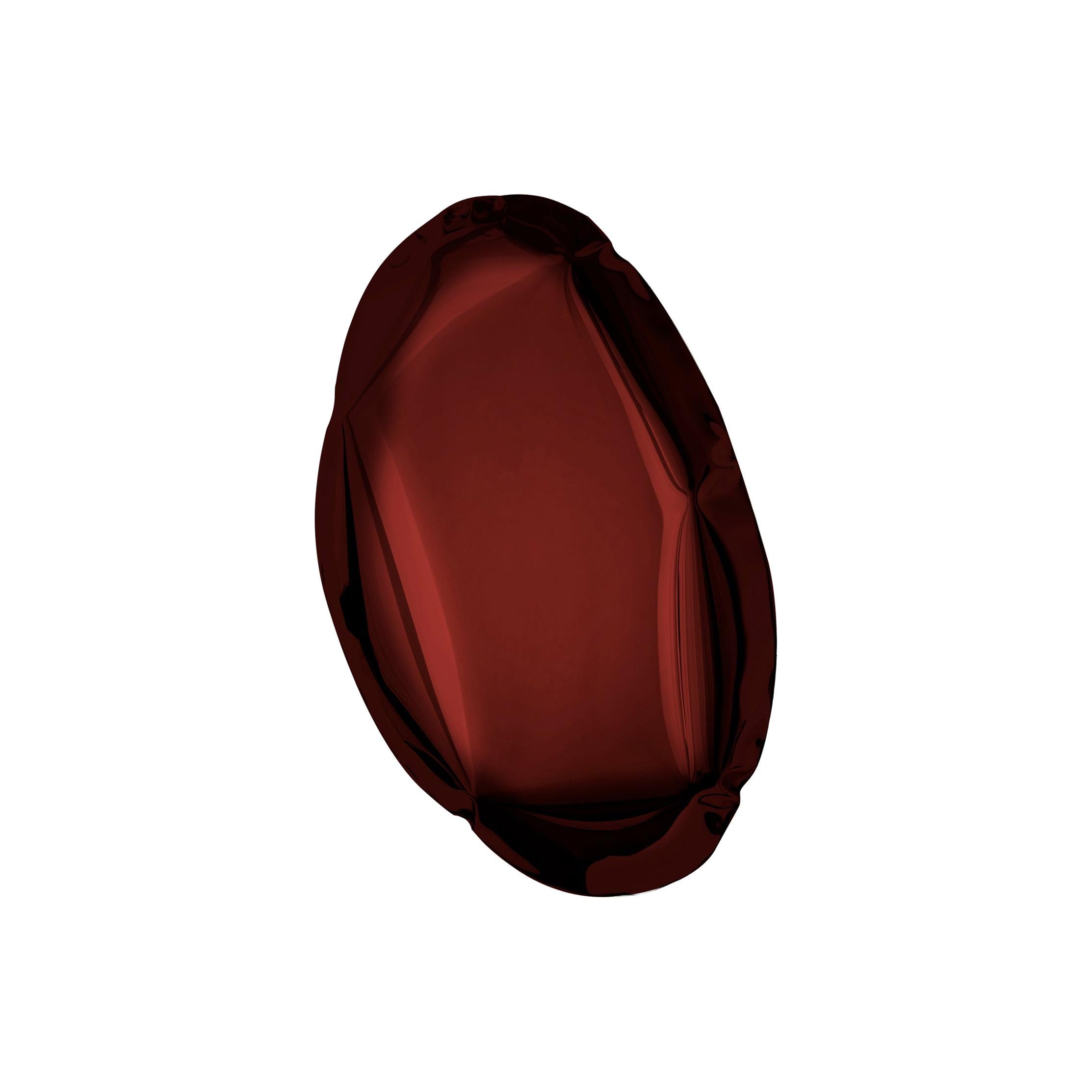 Miroir Tafla O5 rouge rubis, en acier inoxydable poli par Zieta en vente
