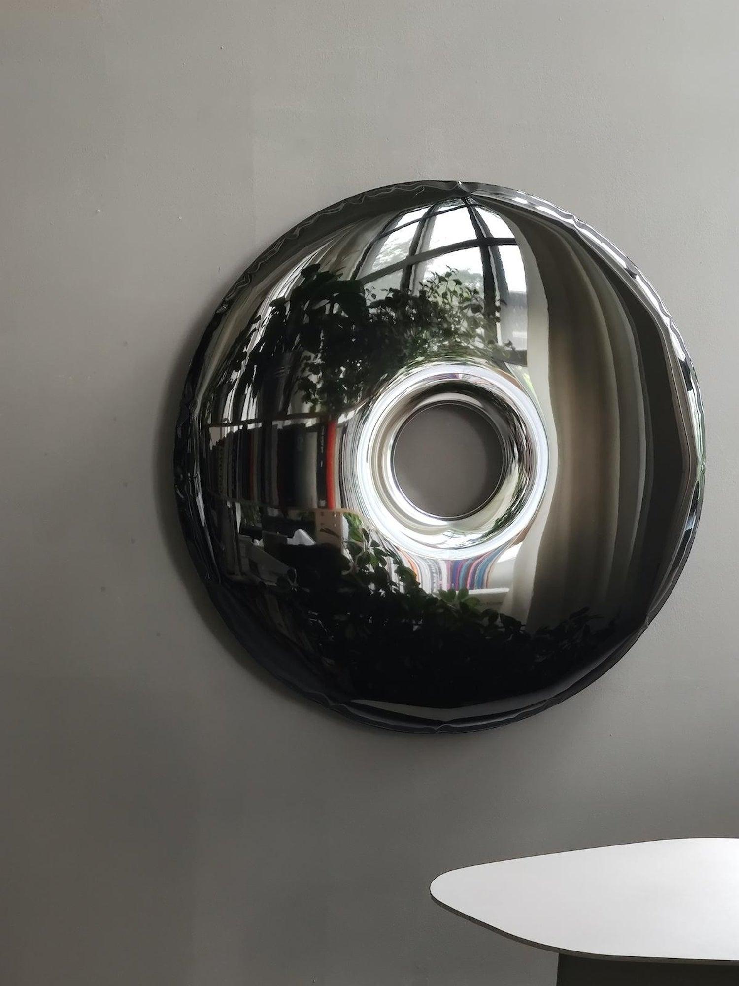 Minimalist Mirror Tafla O6 Dark Matter, in Polished Stainless Steel by Zieta For Sale