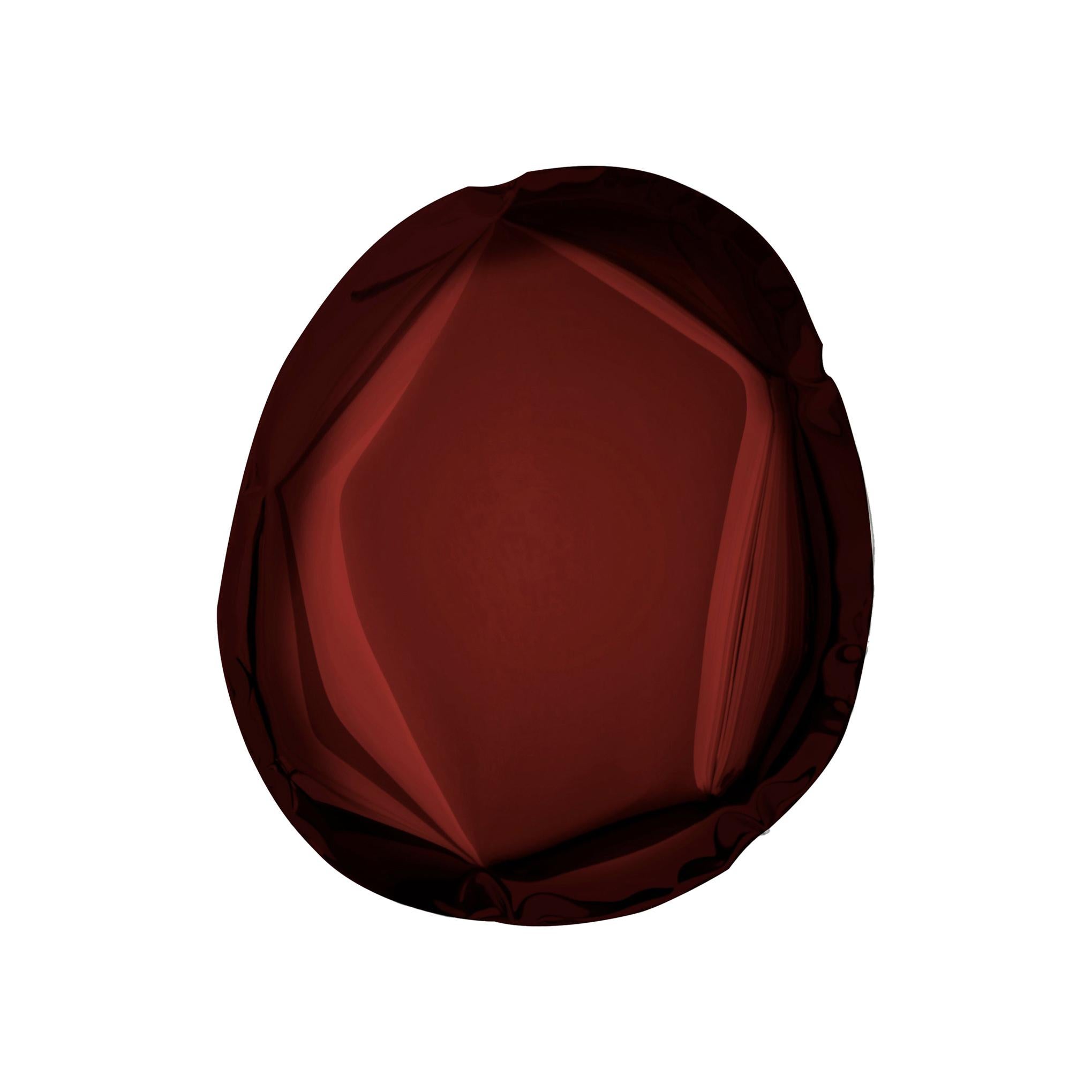 Miroir Tafla O6 rouge rubis, en acier inoxydable poli par Zieta en vente