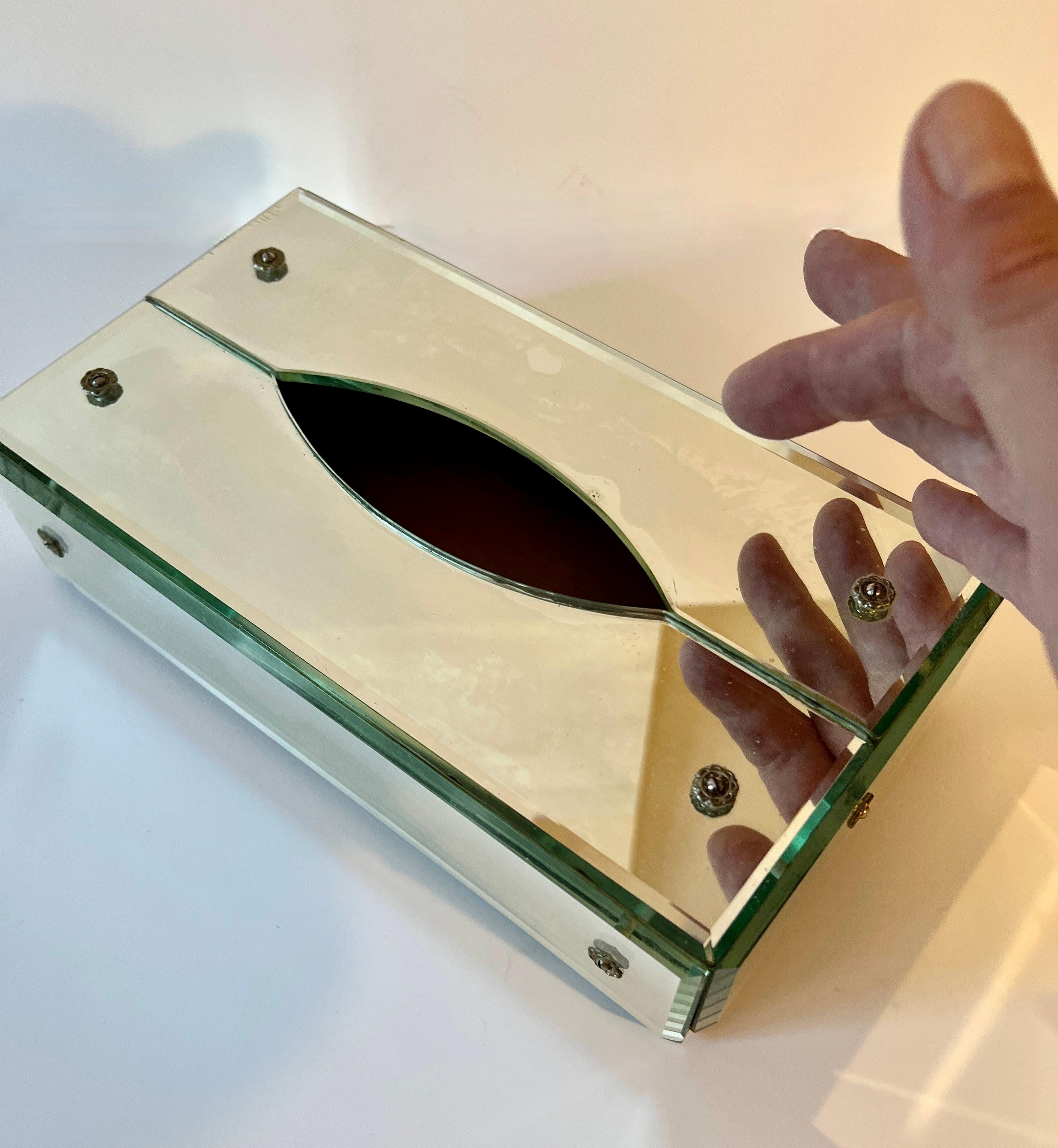 Caja de pañuelos con espejo Metal en venta