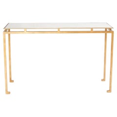 Mirror Top Gilt Metal Contemporary Console Table
