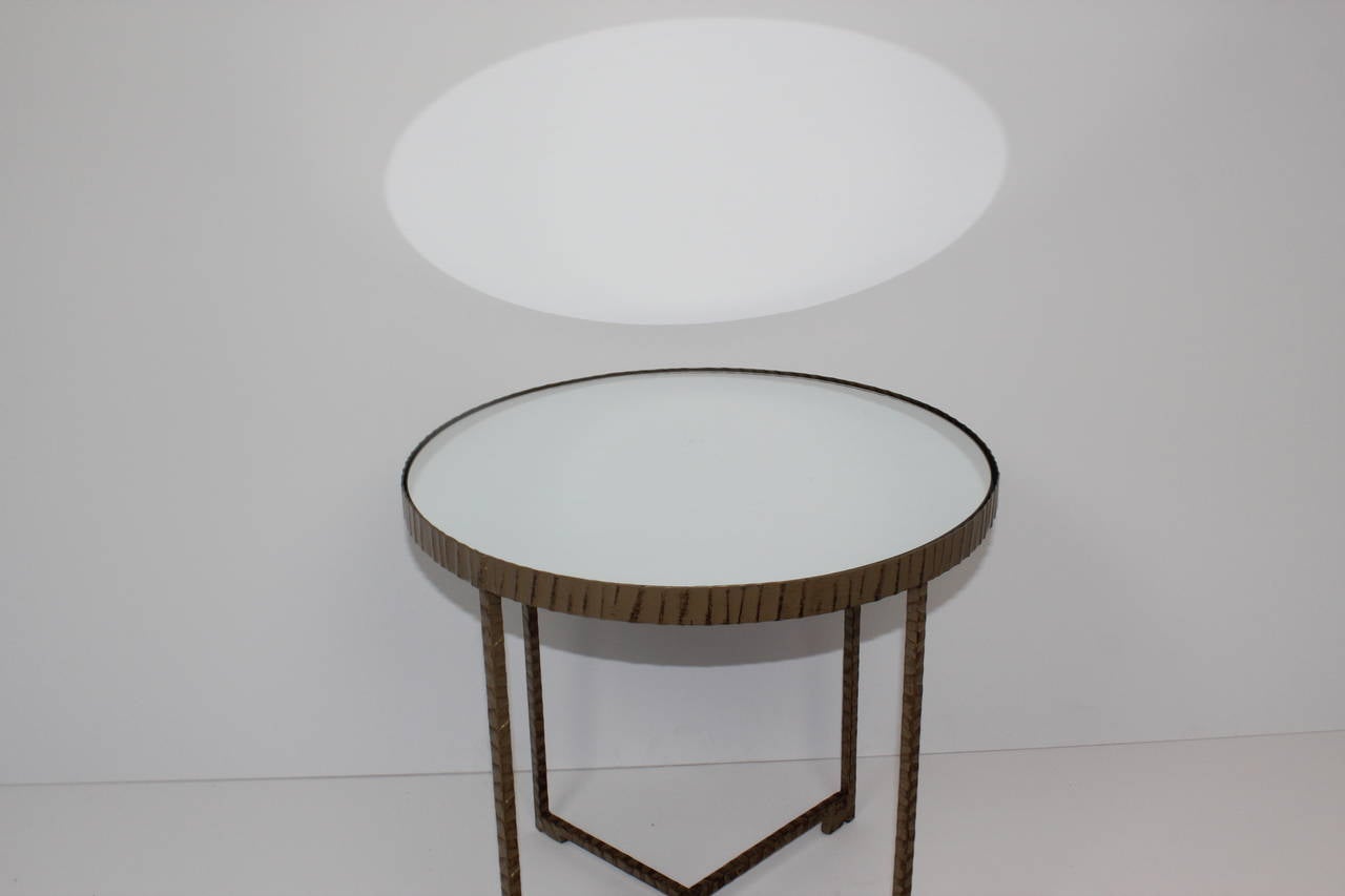 American Mirror Top Metal Accent Table For Sale