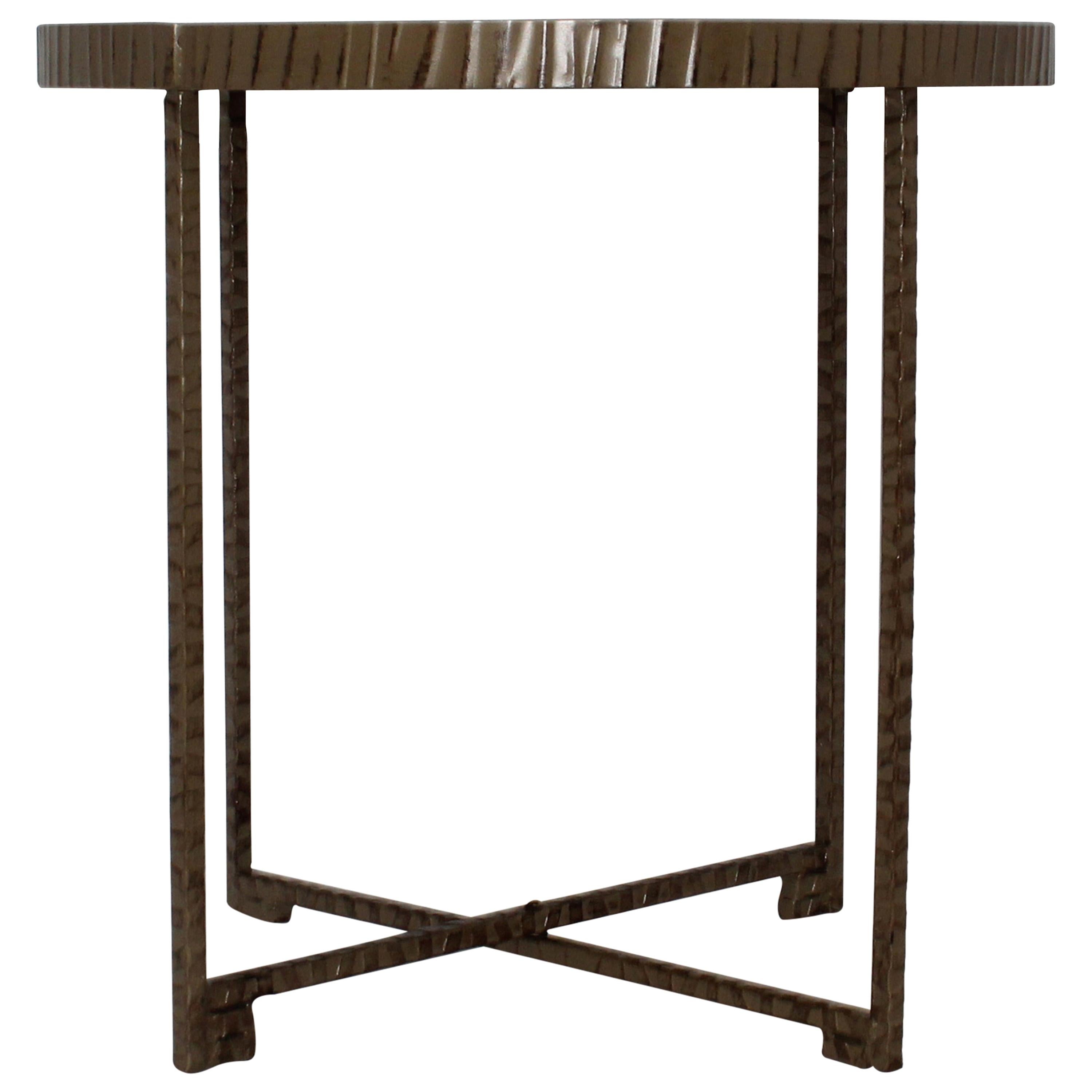 Mirror Top Metal Accent Table For Sale