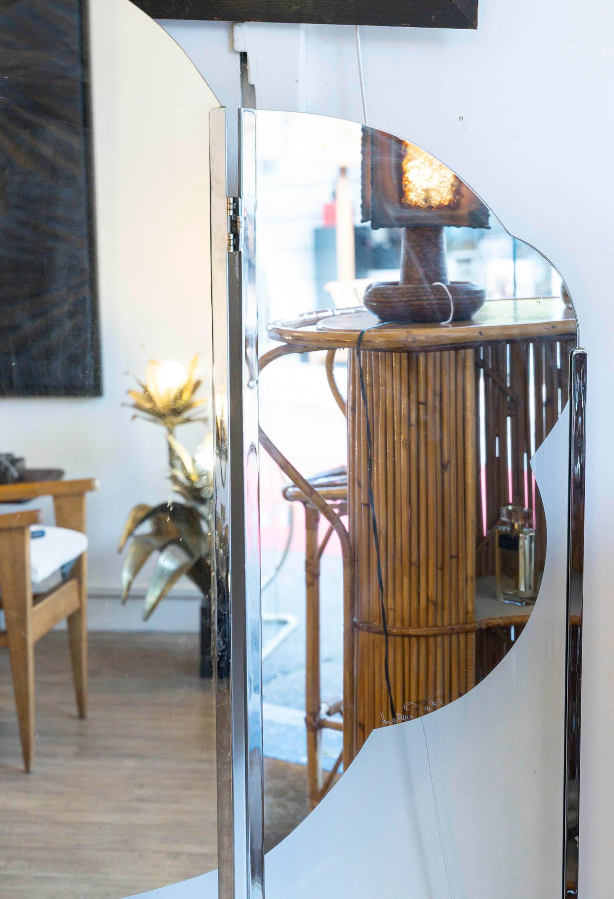 Mid-Century Modern Mirror, Triptych, Mirror Screen, 1973, by Saint-Gobain. For Sale