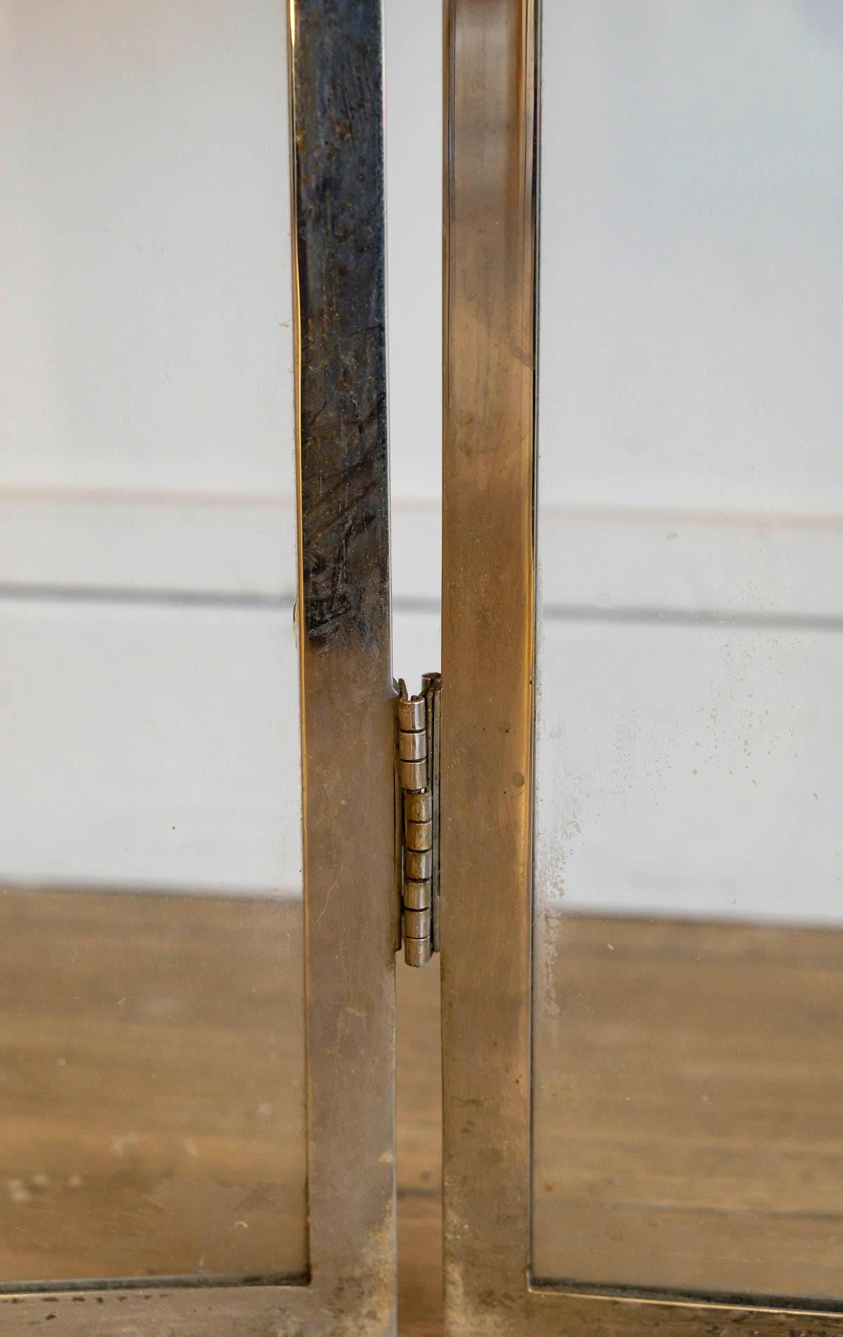 Silvered Mirror, Triptych, Mirror Screen, 1973, by Saint-Gobain. For Sale