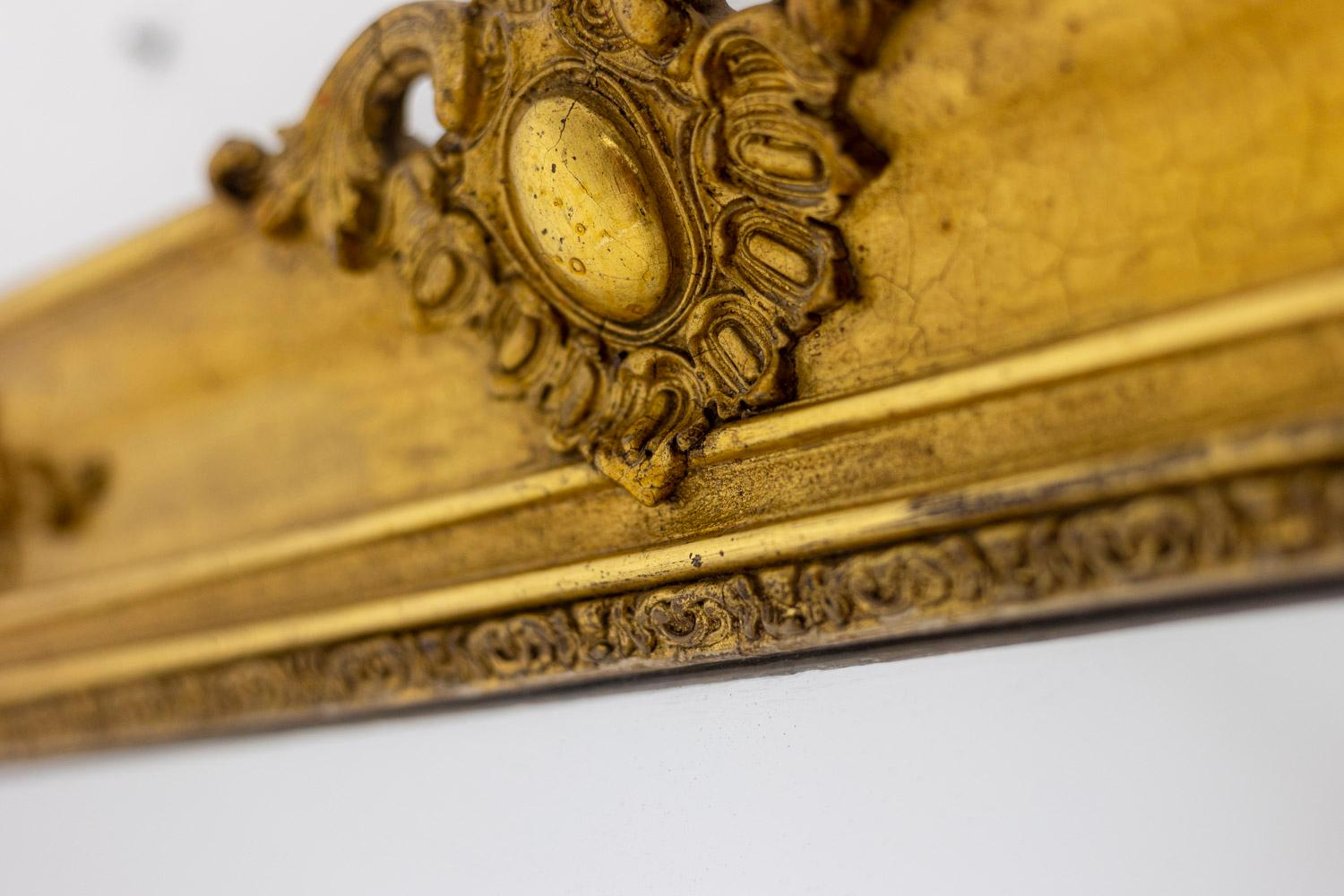 French Mirror Trumeau Regency Style in Gilded Wood, 19th Century For Sale
