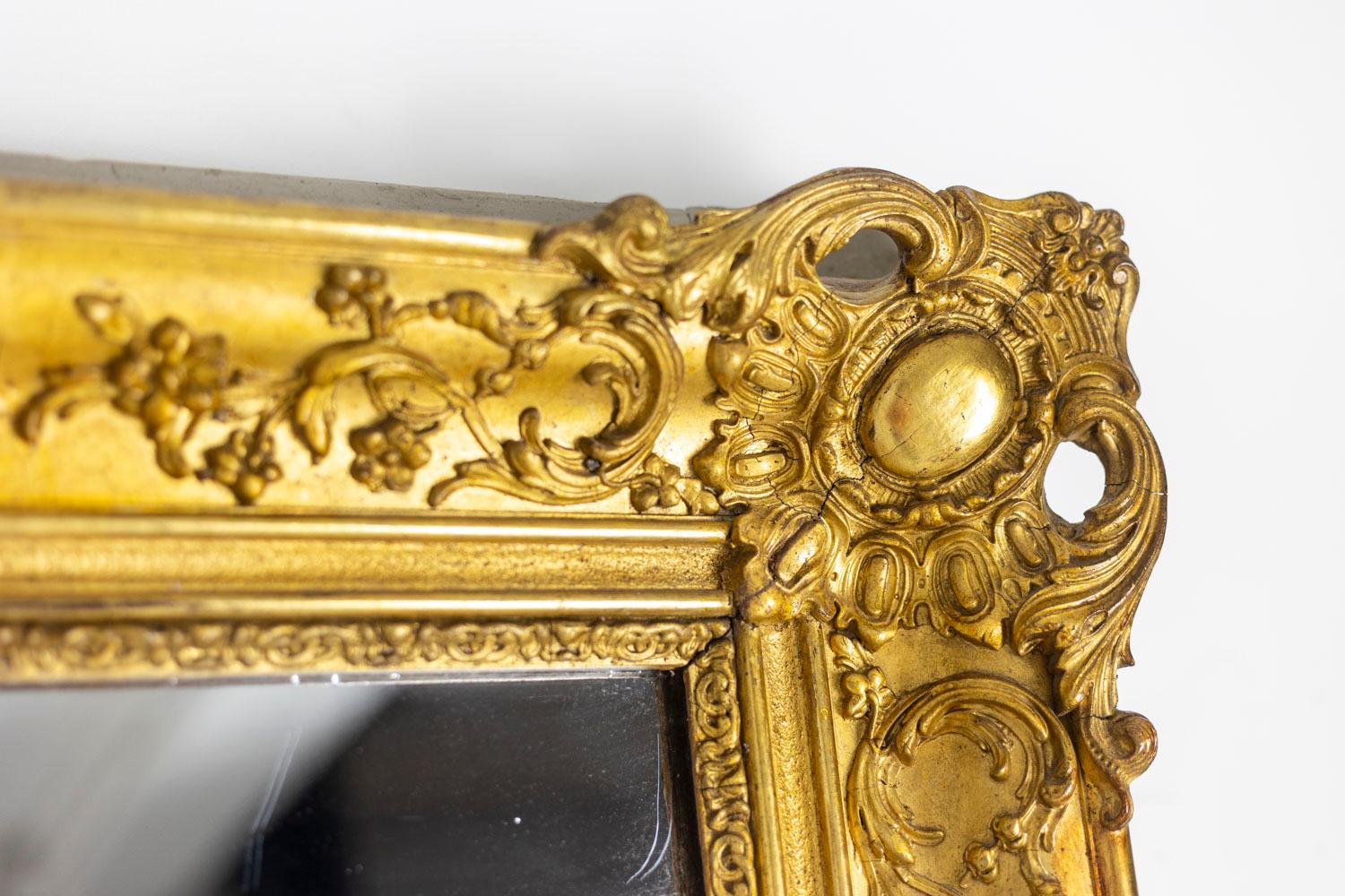 Mirror Trumeau Regency Style in Gilded Wood, 19th Century In Excellent Condition For Sale In Saint-Ouen, FR